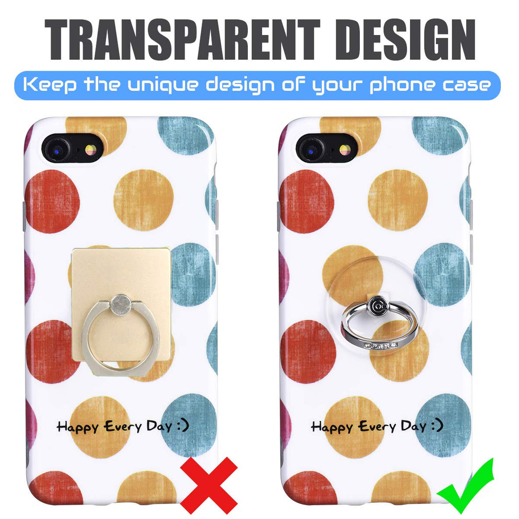Transparent Phone Ring Holder Grip - EI Sonador Clear Cell Phone Ring Stand Holder Finger Grip Kickstand 360° Rotation, Compatible with Most of Phones, Tablets and Case (2 Aquamarine Diamond)