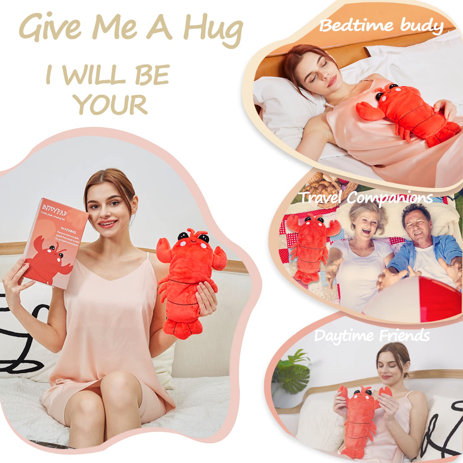Microwavable Heating Pad for Cramps, Cuddly Warming Pillow, Cute Lobster Plush with Heating Pad (Mullticolor)