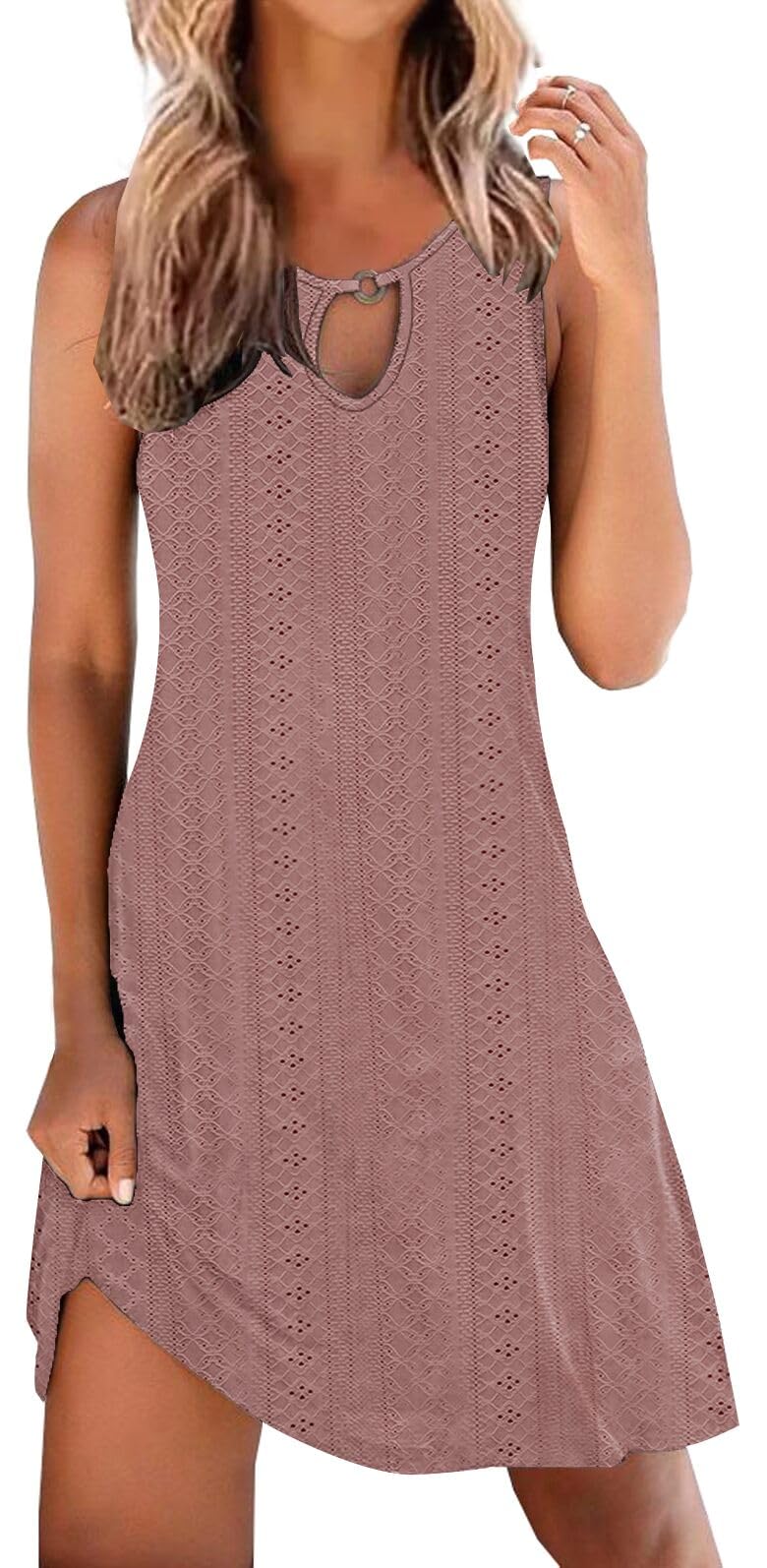 ETCYY NEW Summer Dresses for Women Trendy Boho Floral Print Sundresses Sleeveless Beach Cover Up Dress with Pockets