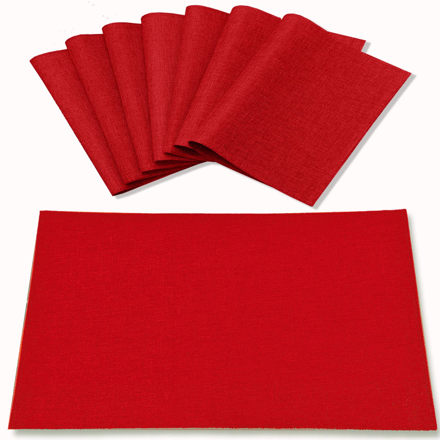 Cloth Placemats Set of 8, Linen Type Fabric Placemats Machine Washable Heat Resistant Placemats Wrinkle Free Thick Polyester Kitchen Place Mats for Dining Table (Beige)