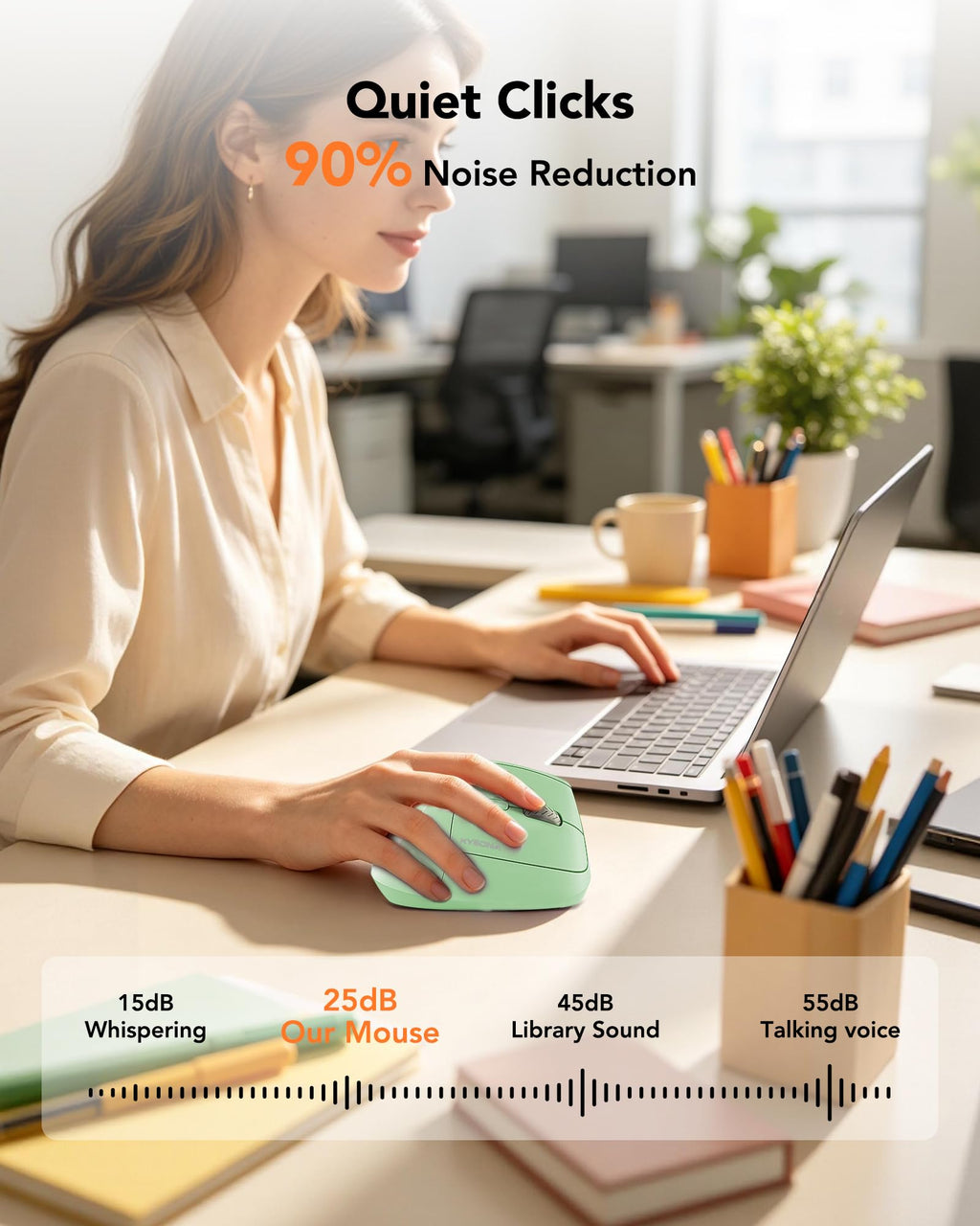 KYSONA Ergonomic Mouse Wireless, Bluetooth Vertical Mouse, 5-Level Adjustable DPI, 2.4G Silent Switch Mice for Windows, MacOS, IPadOS, Laptop, PC, Black