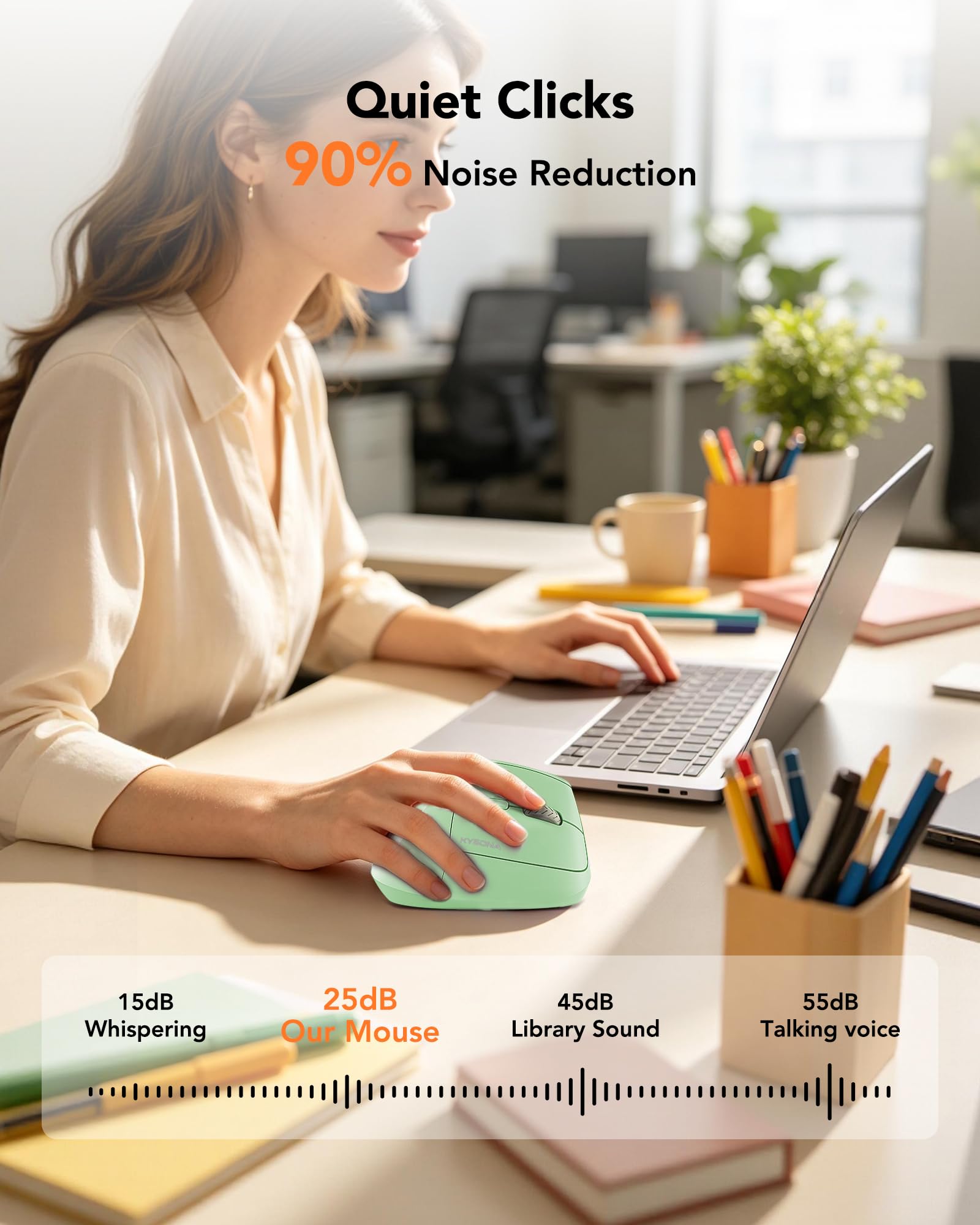 KYSONA Ergonomic Mouse Wireless, Bluetooth Vertical Mouse, 5-Level Adjustable DPI, 2.4G Silent Switch Mice for Windows, MacOS, IPadOS, Laptop, PC, Black