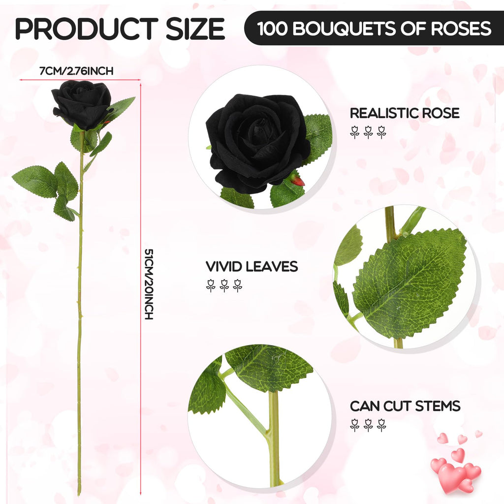 Jexine 100 Pieces Artificial Roses Flowers Bulk, Long Stem Realistic Fake Silk Roses Bouquet for Table Centerpiece Vases Wedding Party Kitchen Decor(Beige)
