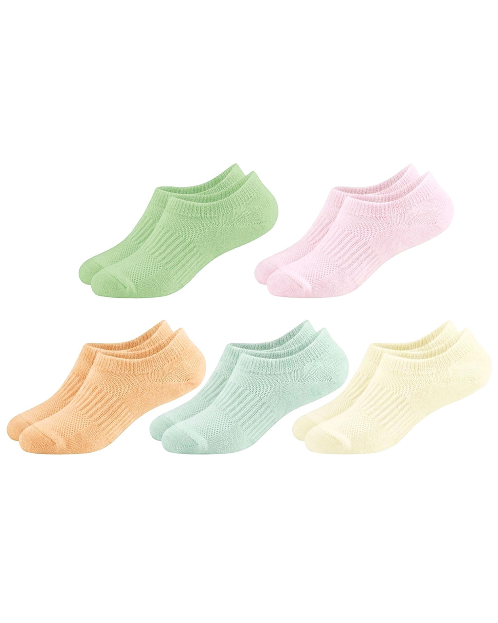 No Show Cotton Socks for Girls and Boys - Low Cut, Breathable, Non-Slip Short Socks for Kids - 5/10 Pairs