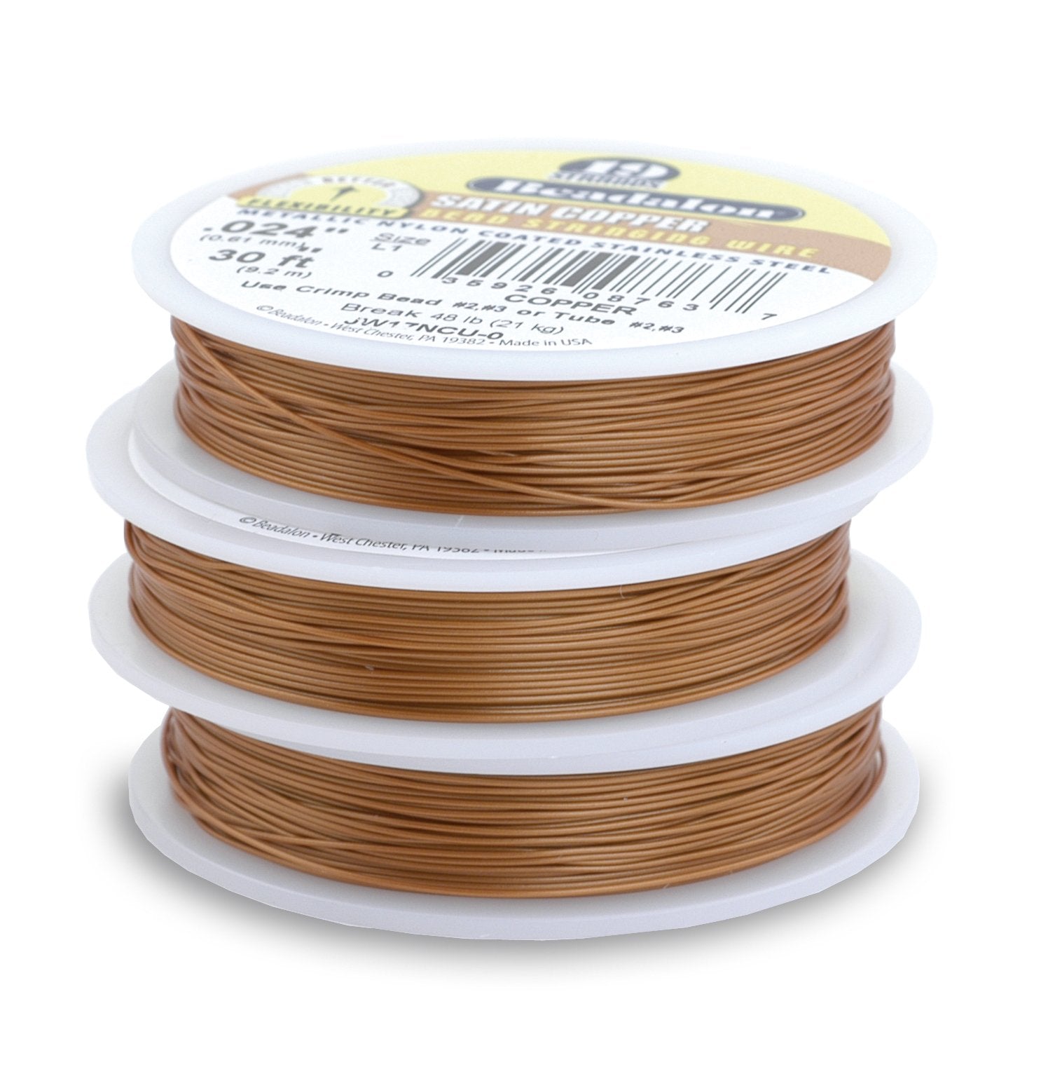 Beadalon 19 Strand Stainless Steel Bead Stringing Wire, .010 in / 0.25 mm, Bright, 100 ft / 31 m