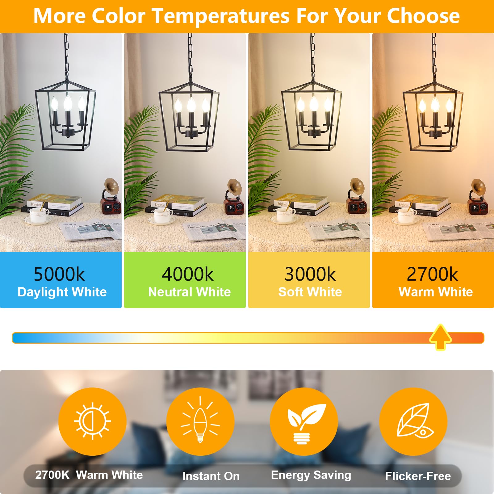 MAXvolador Dimmable E12 LED Candelabra Bulbs 60W Equivalent, Daylight White 5000K, 600LM Chandelier Light Bulb, B11 LED Candle Light Bulbs, 12 Pack