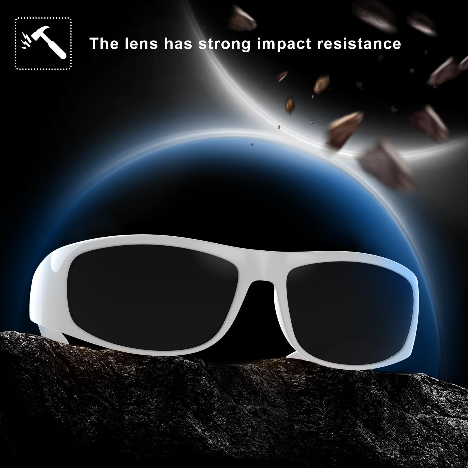 WISTON Wrap Around Sunglasses for Men Women Super Dark Blackout Sunglasses for Sensitive Eyes UV400 Protection W8005