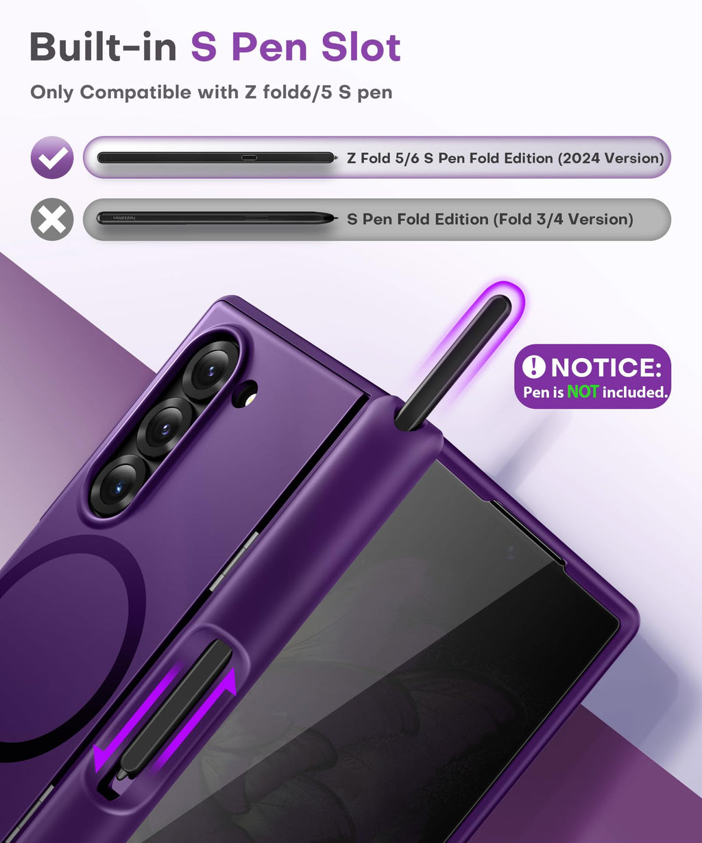 BERFY for Z Fold 6 Case with Screen Protector, [Compatible with MagSafe] Built-in Kickstand & S Pen Slot & Hinge Protection, Full Body Shockproof Phone Case for Samsung Galaxy Z Fold 6, Blue