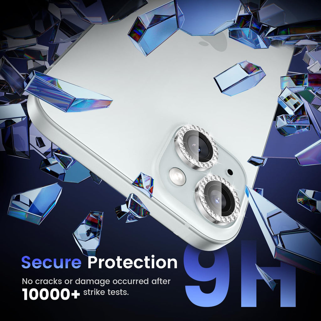 Tensea for iPhone 13 mini/iPhone 13 Camera Lens Protector, 9H Tempered Glass Camera Cover Screen Protector Metal Individual Ring for iPhone 13mini 5.4 inch /13 6.1 inch