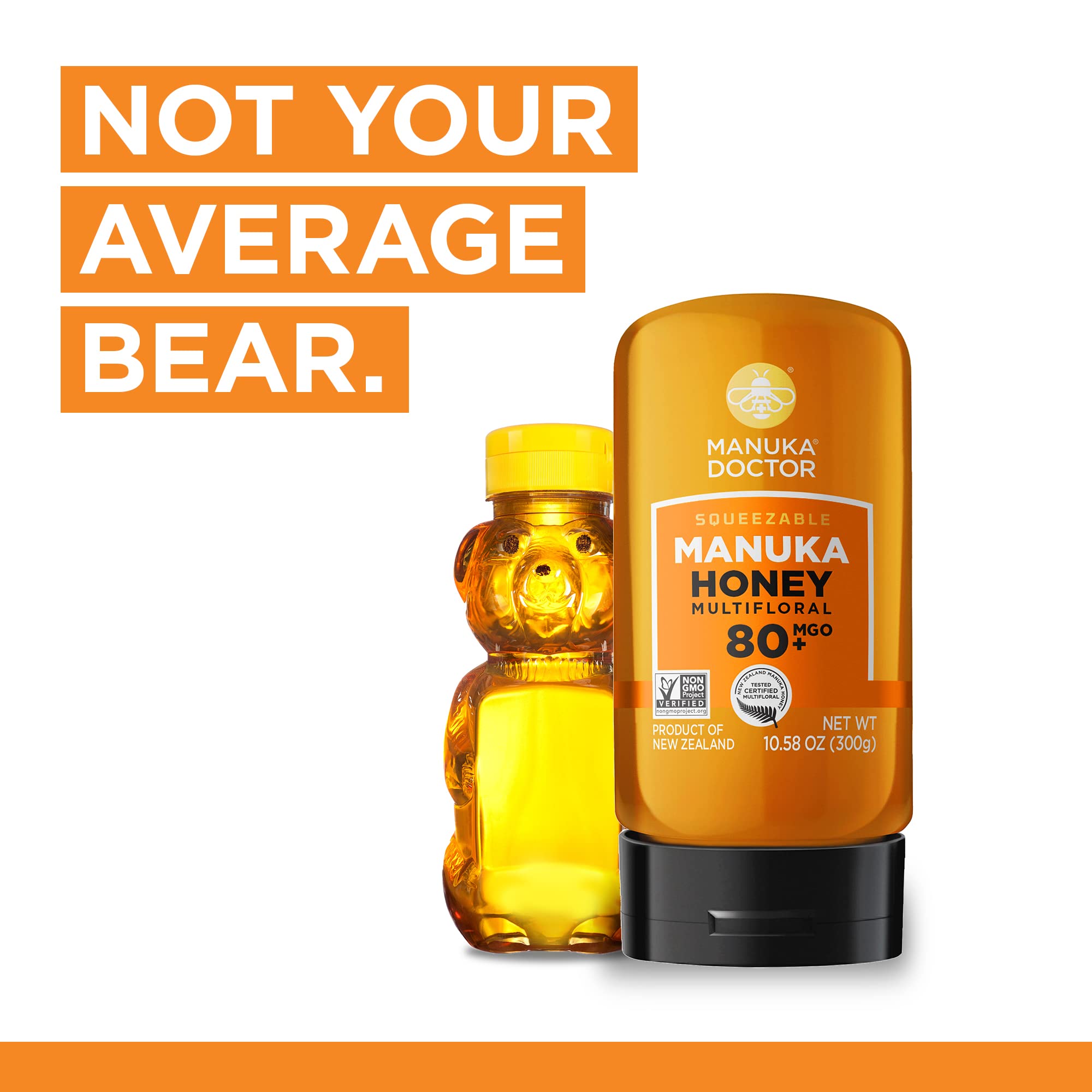 Manuka Doctor - MGO 80+ Manuka Honey Multifloral, 100% Pure New Zealand Honey. Certified. Guaranteed. Raw. Non-GMO (17.6oz)