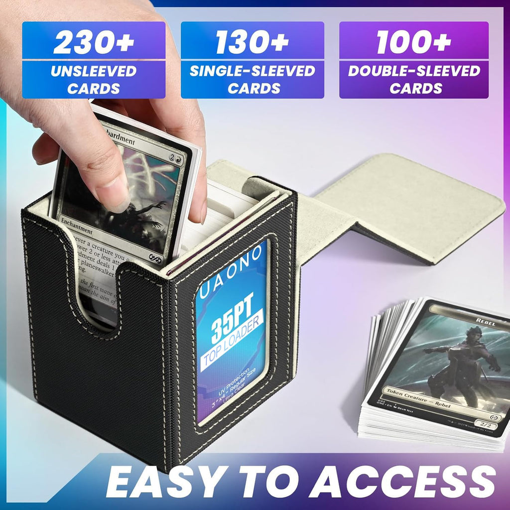 UAONO 4 Pack MTG Commander Deck Box, Independent Commander Display, Fits 400 Double-Sleeved Cards, Magnetic Deck Case for Magic the Gathering TCG, 8 Dividers & 4 Top Loaders (4 Color)