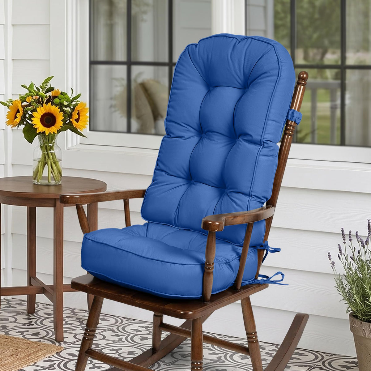 mudilun Rocking Chair Cushion - Non-Slip Tufted 4-Inch Thickened Rocking Chair Cushions with Ties Indoor/Outdoor Wooden Rocking Chair Pad for Living Rooms, Bedrooms, and Balconies