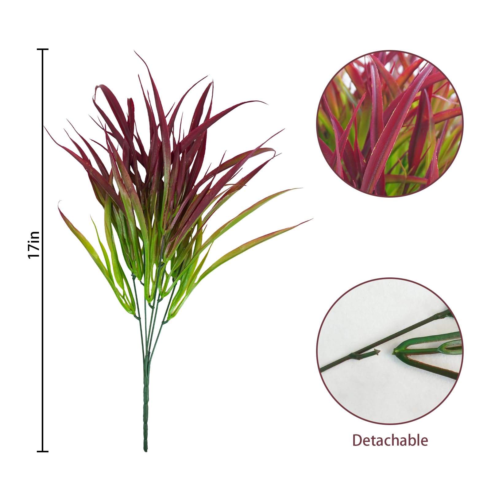Uieke 28 Bundles Artificial Outdoor Plants UV Resistant Fake Grass Plants Faux Plastic Plants Greenery Shrubs for Home Garden Pathway Window Box Front Porch Cemetery Fall Decor, Autumn Red