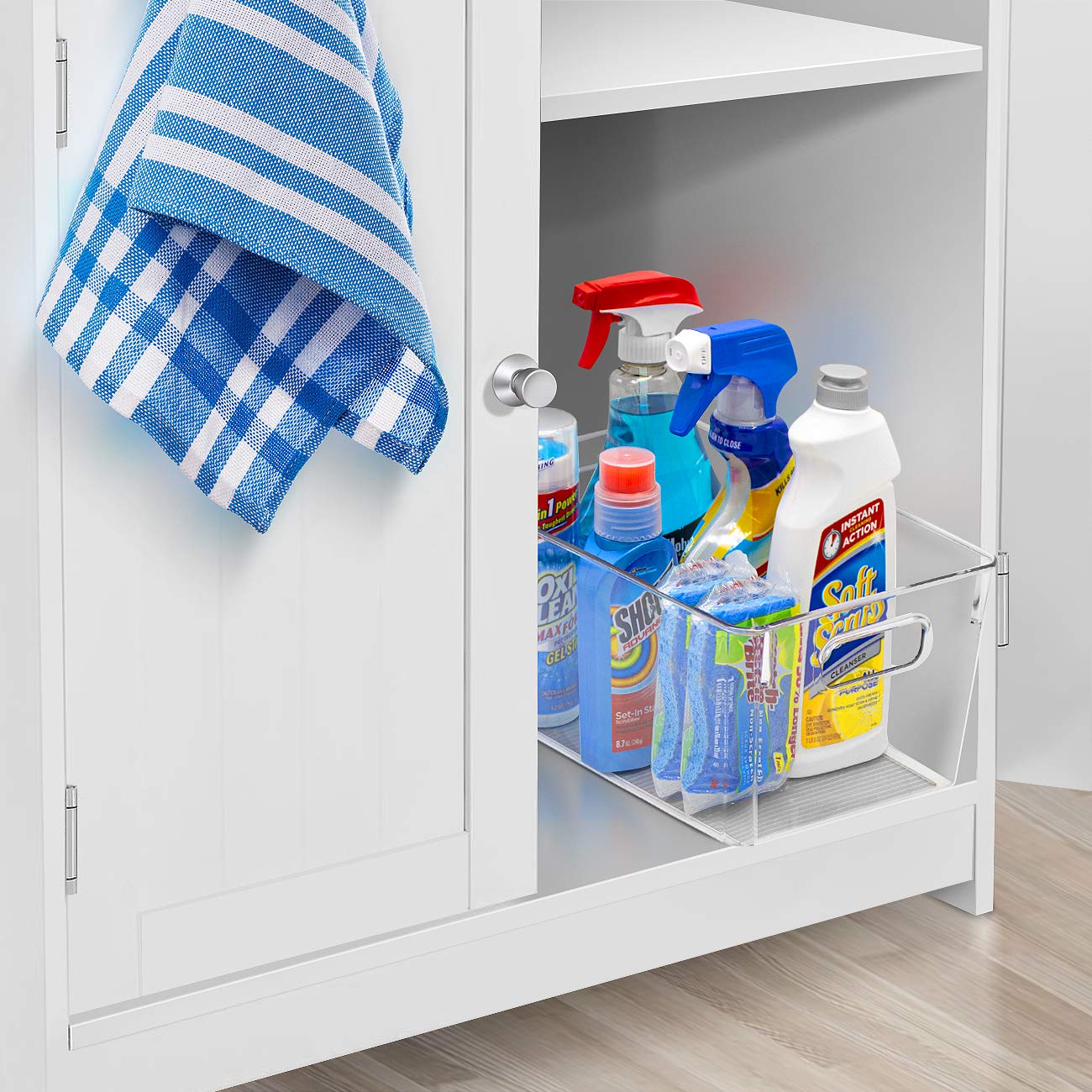 Sorbus Large Clear Plastic Storage Bins for Shelves, Clothes, with Handle - Clear Storage Bins, Drawer, Shelf, Closet, Pantry, Fridge, Freezer Organizer Bins, Closet Organizers and Storage (2 pack)
