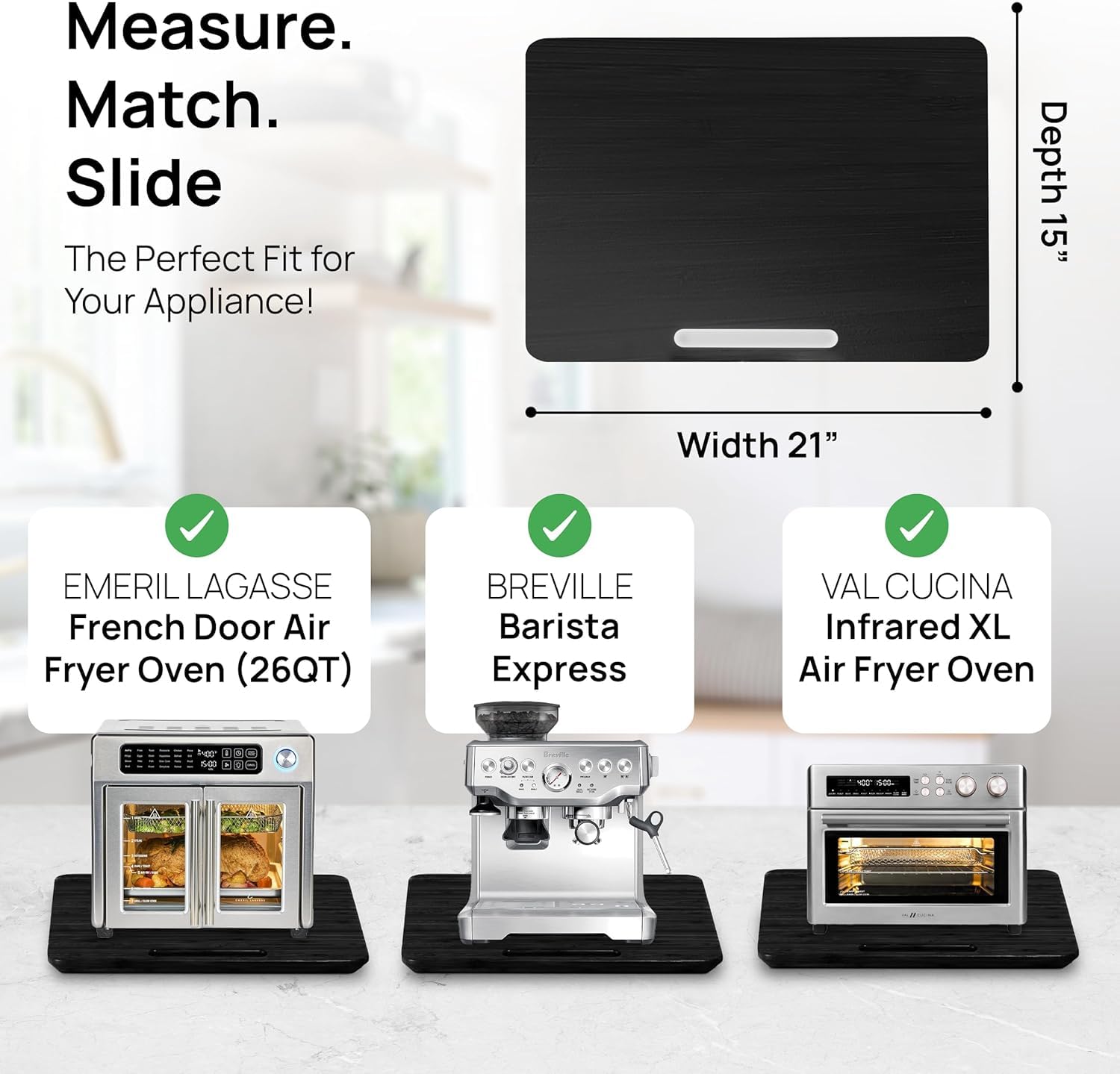 Ibyx Premium Bamboo Mixer Slider for KitchenAid 4.5-5 Qt Tilt-Head Stand Mixer - Food-Grade Appliance Slider Mat for Kitchen Countertop Storage Accessories (Black)
