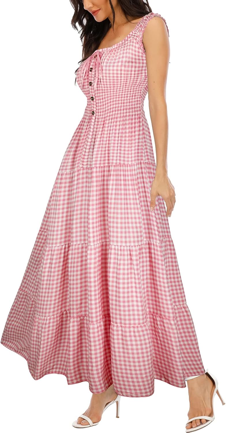 OSTOO Women's 2026 Summer Boho Floral Print Tiered Casual Flowy Long Maxi Dress