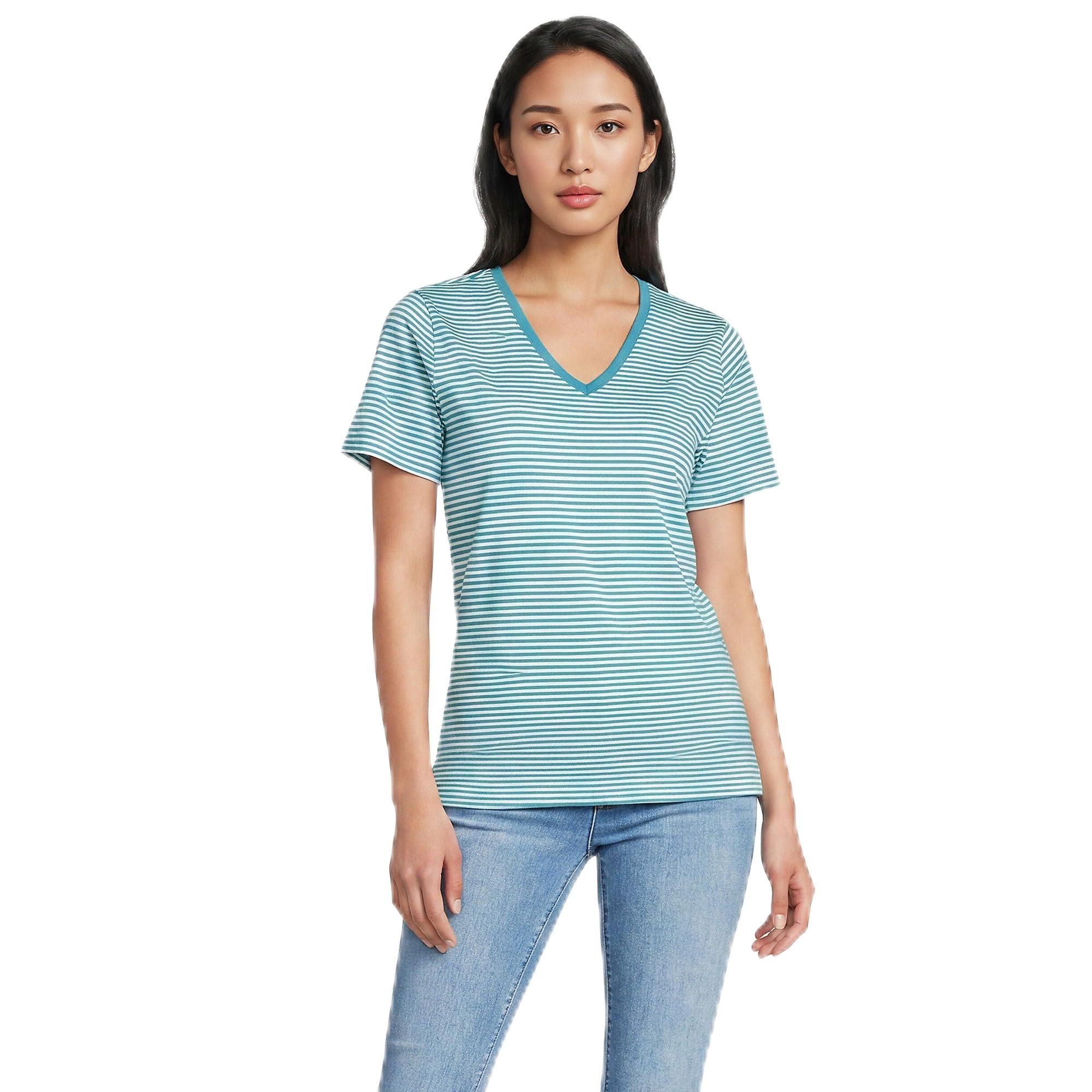 Lands' End Women's Relaxed American-Grown Supima Cotton V-Neck T-Shirt