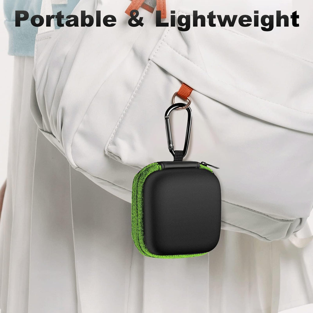 2Pack Oval Earbud Case Portable EVA Carrying Case Storage Bag Cell Phone Accessories Organizer with Carabiner for Earphone, Earbud, Earpieces, SD Memory Card, Camera Chips, Black/Purple