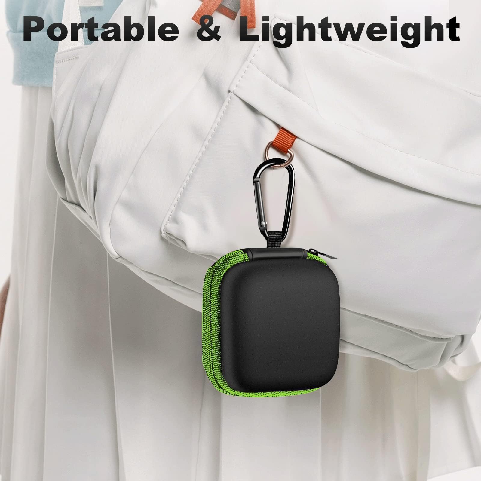 2Pack Oval Earbud Case Portable EVA Carrying Case Storage Bag Cell Phone Accessories Organizer with Carabiner for Earphone, Earbud, Earpieces, SD Memory Card, Camera Chips, Black/Purple