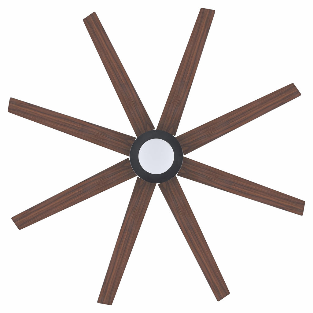 WINGBO 60" Ceiling Fan with Light and Remote Control, 6 Speed Reversible DC Motor, Dimmable LED Light, for Home and Commercial Use, Living Room/Shop/Warehouse Black/Walnut