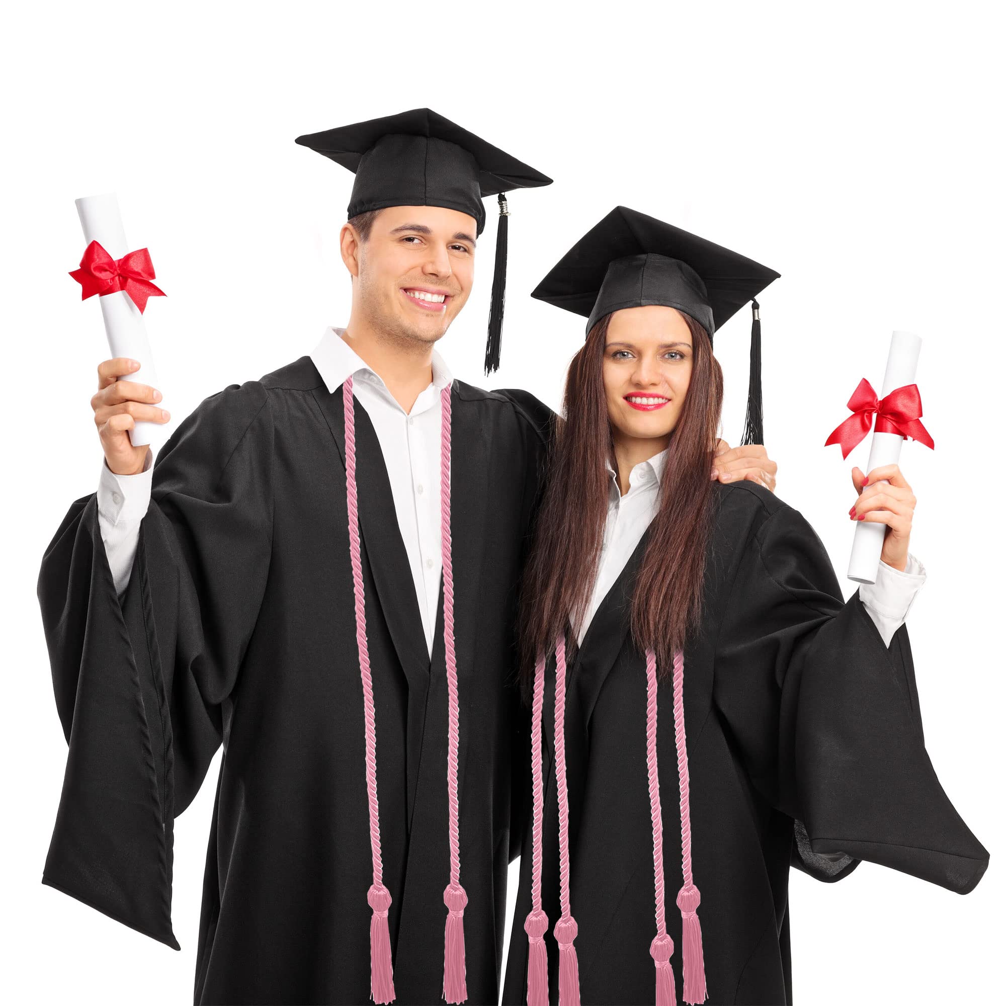 15 Pieces Graduation Honor Cord Braided Honor Cords with Tassels for Graduation Students (Black)