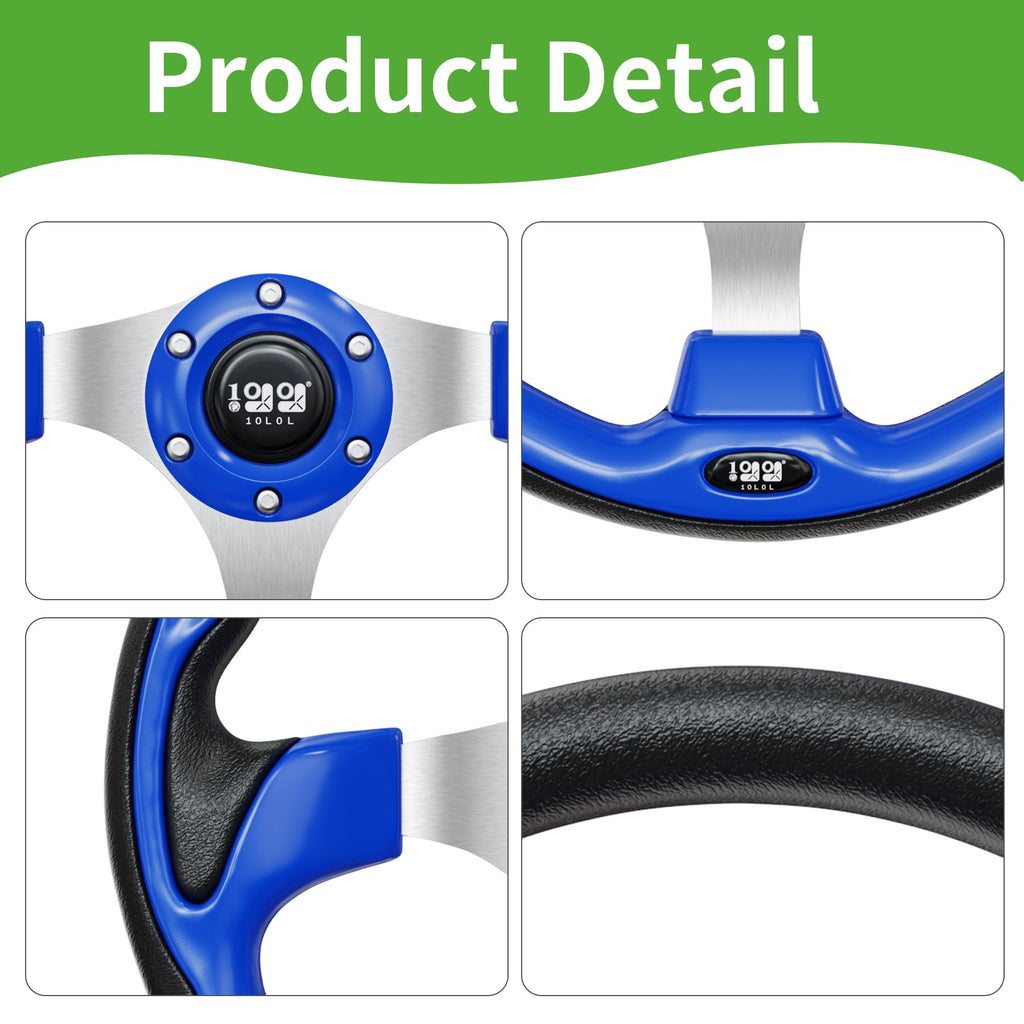 10L0L Golf Cart Steering Wheel, 13' Universal Fit for EZGO TXT/RXV, Club Car DS/Precedent, Yamaha G2-G29 (Carbon Black)