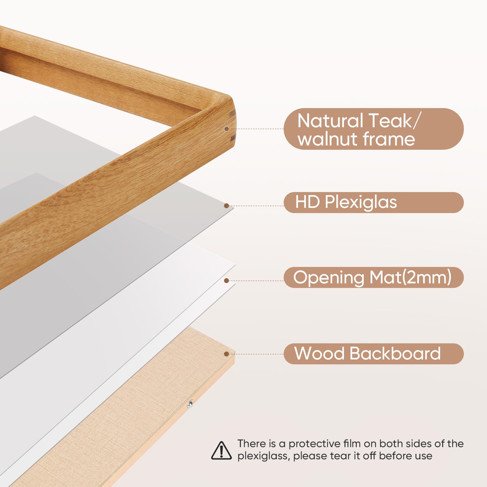 Mini Wood Picture Frame,Small Picture Frames 2x3 with Tiny Mat | Cute Polaroid Picture Frame,Teak Solid Natural Wood Tiny Photo Frame, Tabletop and Wall Mounting
