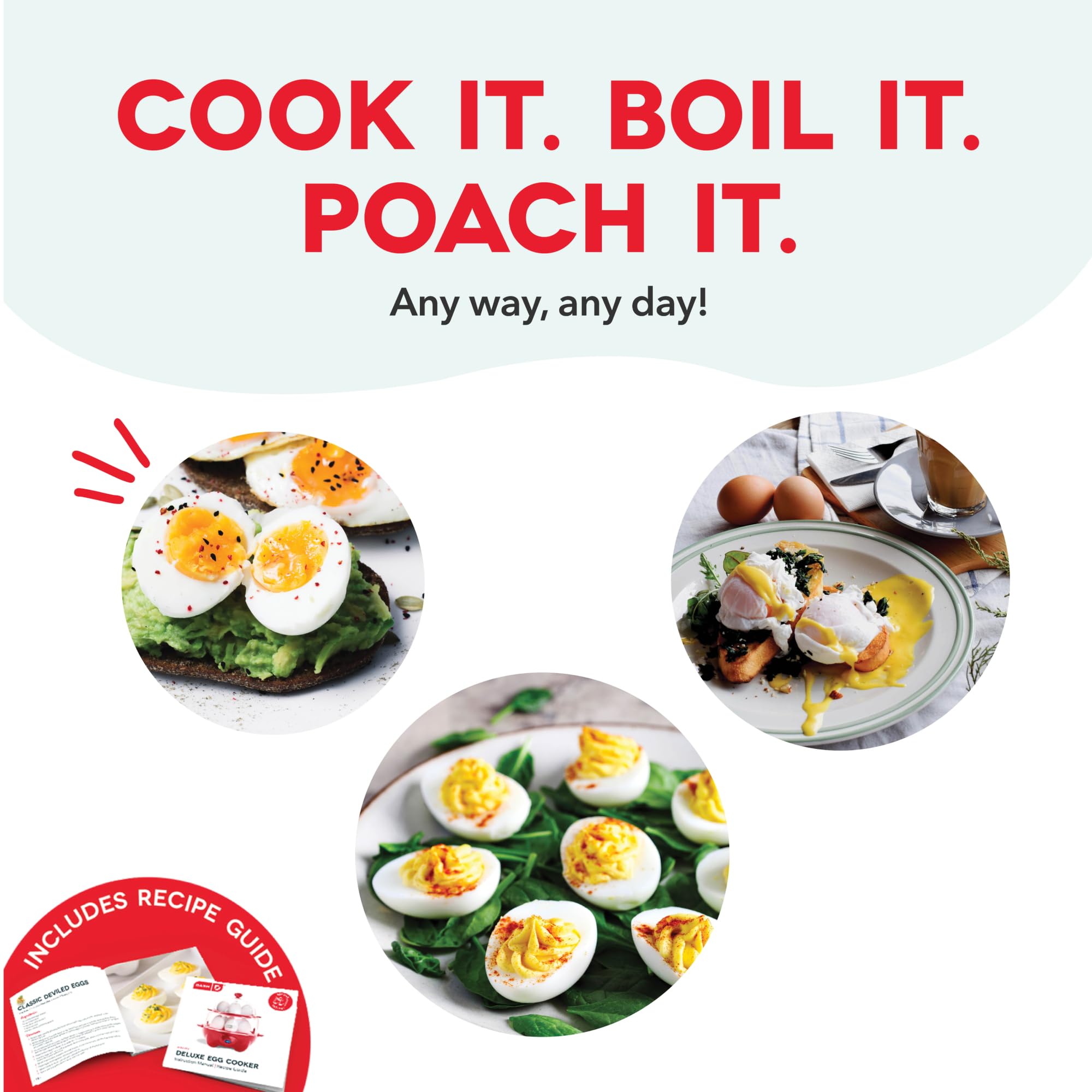 Dash Deluxe Egg Cooker - Boiler, Poacher & Steamer - Includes Measuring & Recipe Guide - Dishwasher Safe - BPA Free - Holds 12 Eggs, Aqua