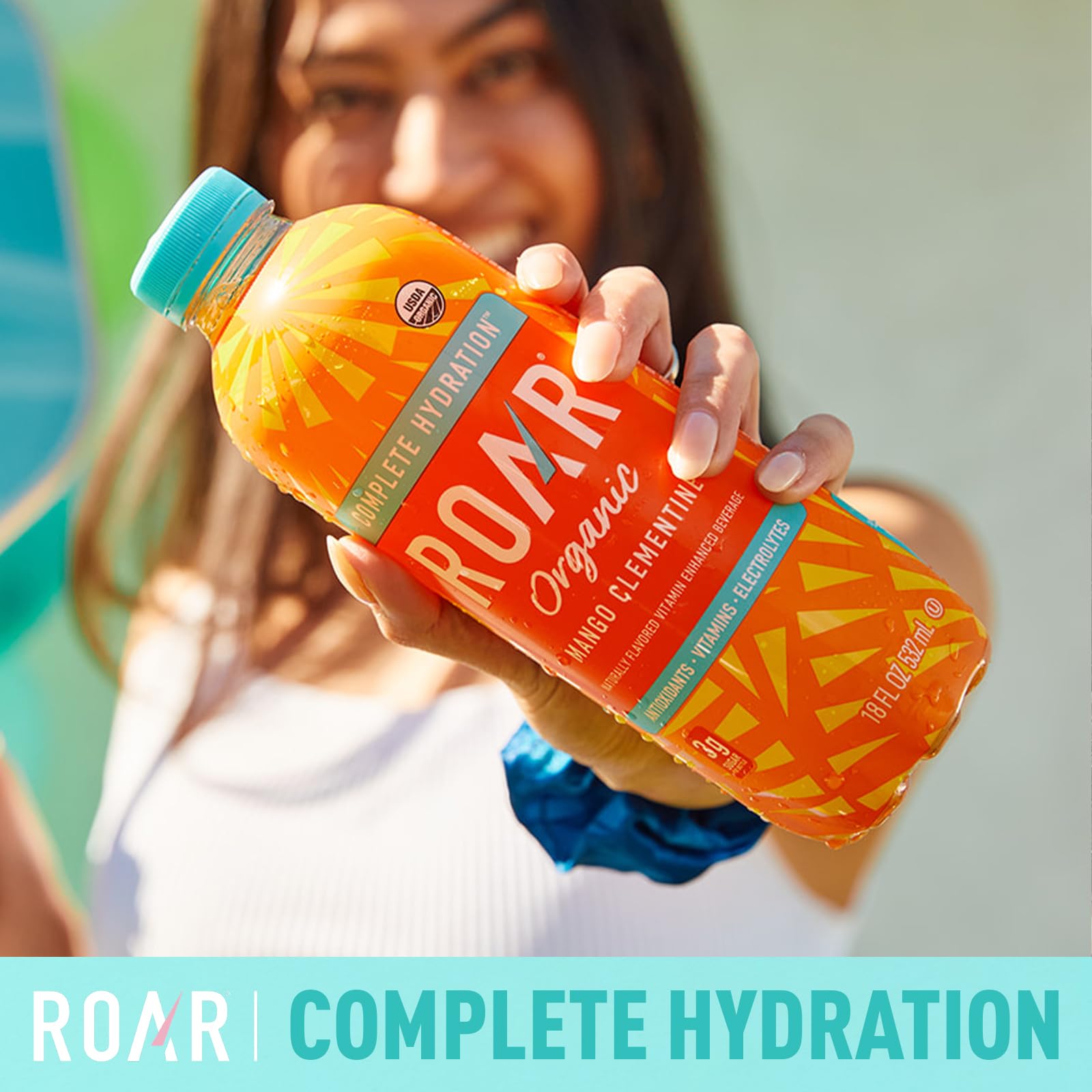 ROAR Complete Hydration Organic - Electrolyte Drinks Loaded with Vitamins C, B5, B12 - Non-GMO, Gluten-Free - Strawberry Lemonade - 12 pc