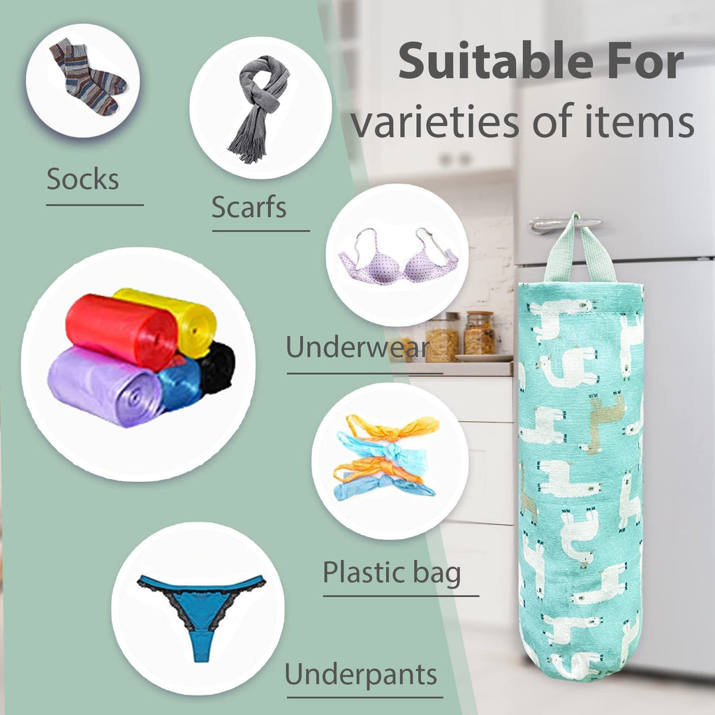 Plastic Bag Holder，Reusable Grocery Bag Holder，Wall Mount Plastic Bag Organizer Shopping Bags Carrier，Washable Large Grocery Bag Storage Dispenser for Home Kitchen Travelling Decor, 1 Pack，Alpaca