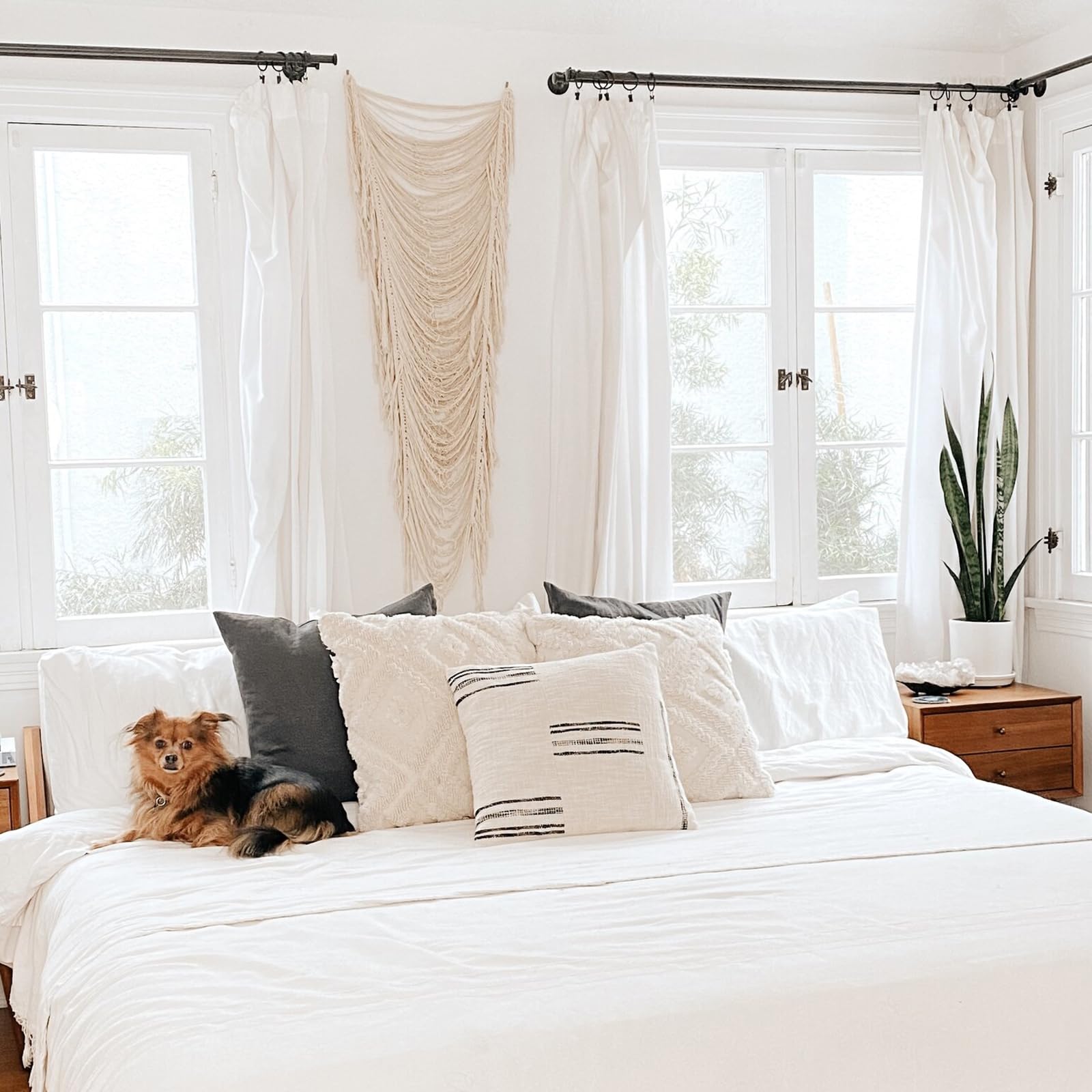 Flber Macrame Curtain Window Macrame Room Divider Doorway Curtain Boho Macrame Wall Hanging Living Room Bedroom Decor 42" W x 75" H