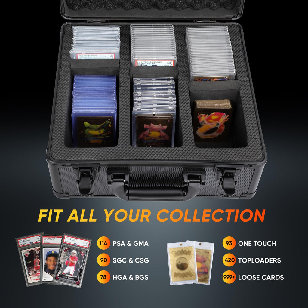 HZGXQN Graded Sports Card Storage Box, Graded Card Slab Carrying Case Fits PSA BGS FGS & SGC, Sports & Trading Collector Storage Box fits Pokemon MTG Baseball (XL)