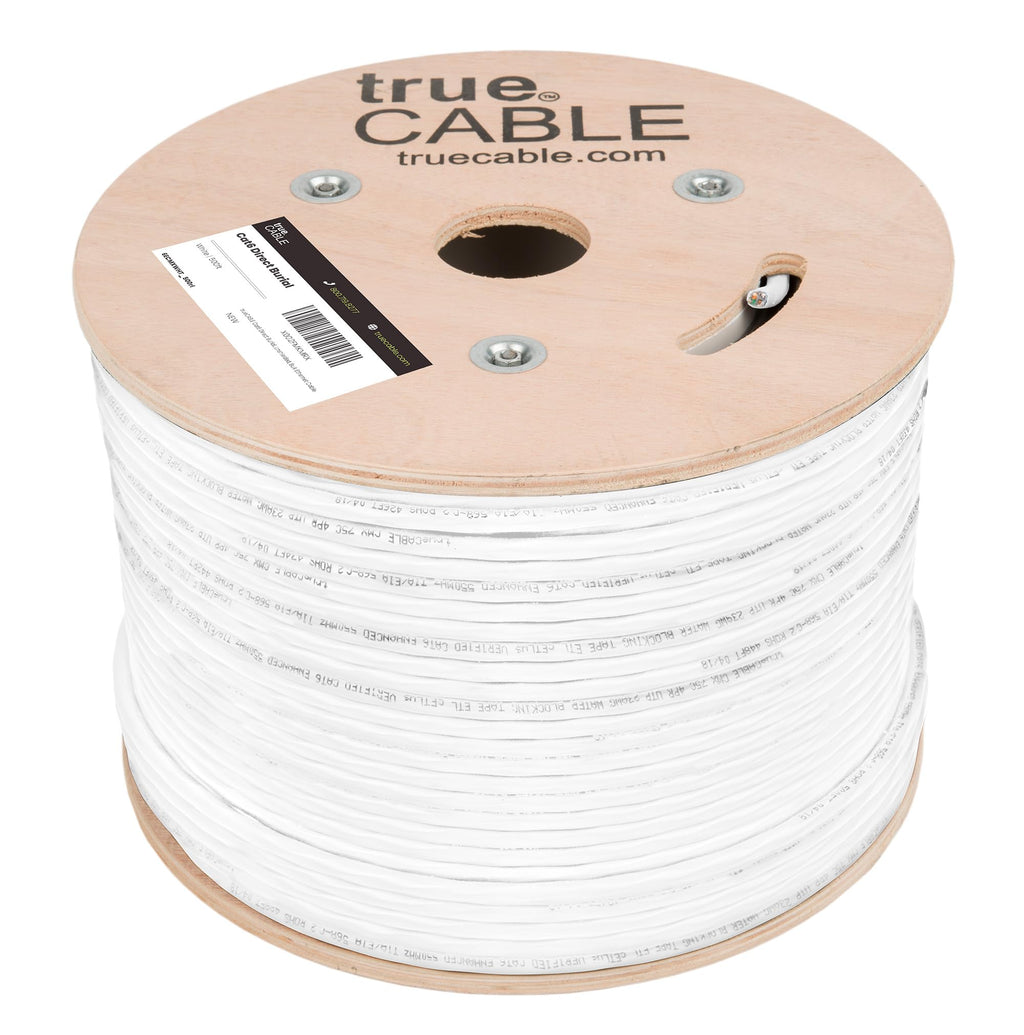 TRUE CABLE Cat6 Direct Burial Outdoor Bulk Ethernet Cable, Shielded F/UTP, 500ft, Brown, 23AWG Solid Bare Copper, Heavy Duty Outdoor, OSP Jacket, Waterproof, UV, 550MHz, PoE++ 100W (4PPoE)