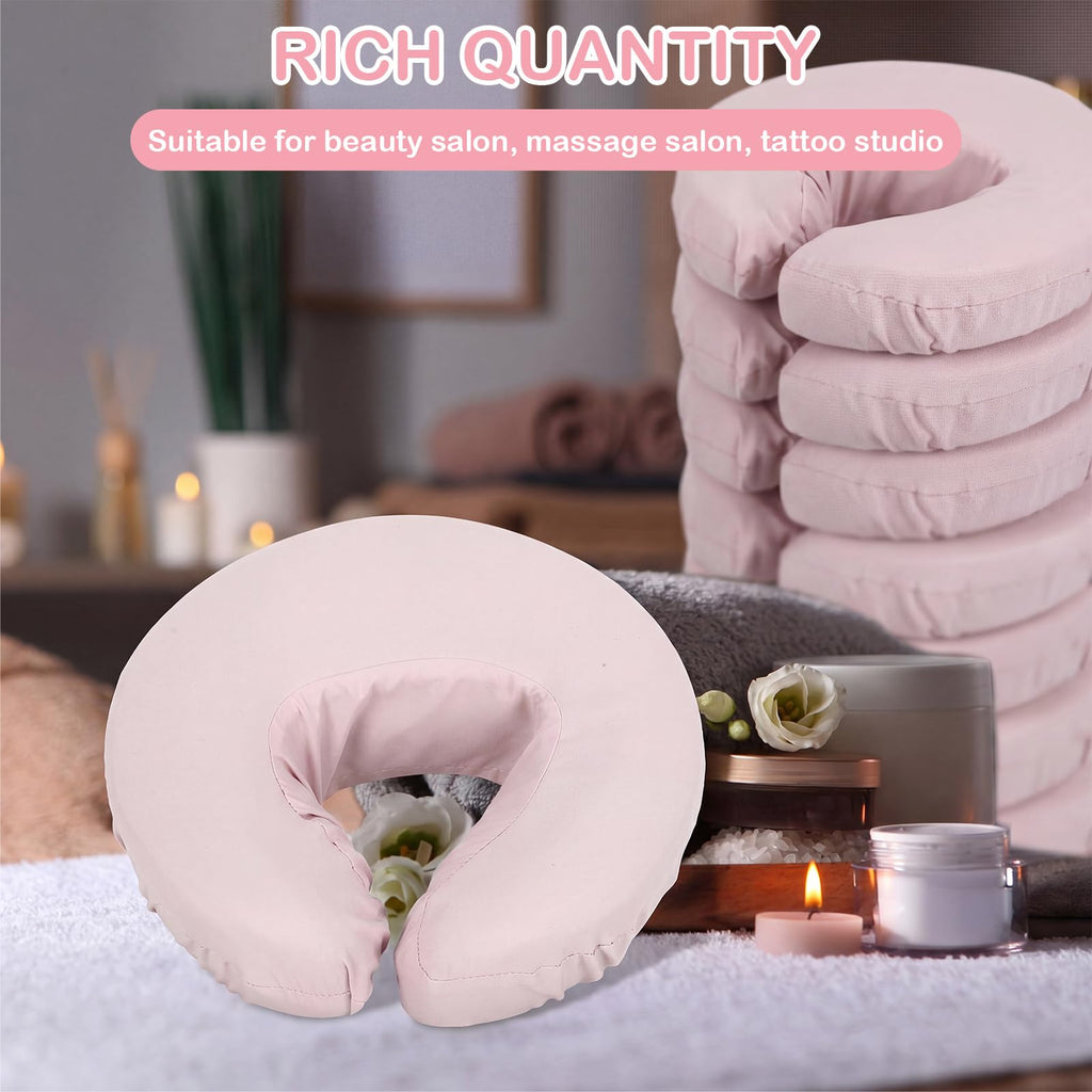 Macarrie 24 Pcs Face Cradle Covers for Massage Table Microfiber Reusable Soft Thicker Massage Table Headrest Covers Bulk Oil Proof Cradle Head Rest Sheets for Spa Beauty Salons(Beige)