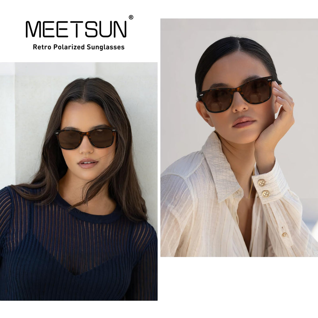 MEETSUN Retro Polarized Sunglasses for Women Men Classic Mirror Lens Driving Trendy Sun Glasses UV Protection (3 Pack)