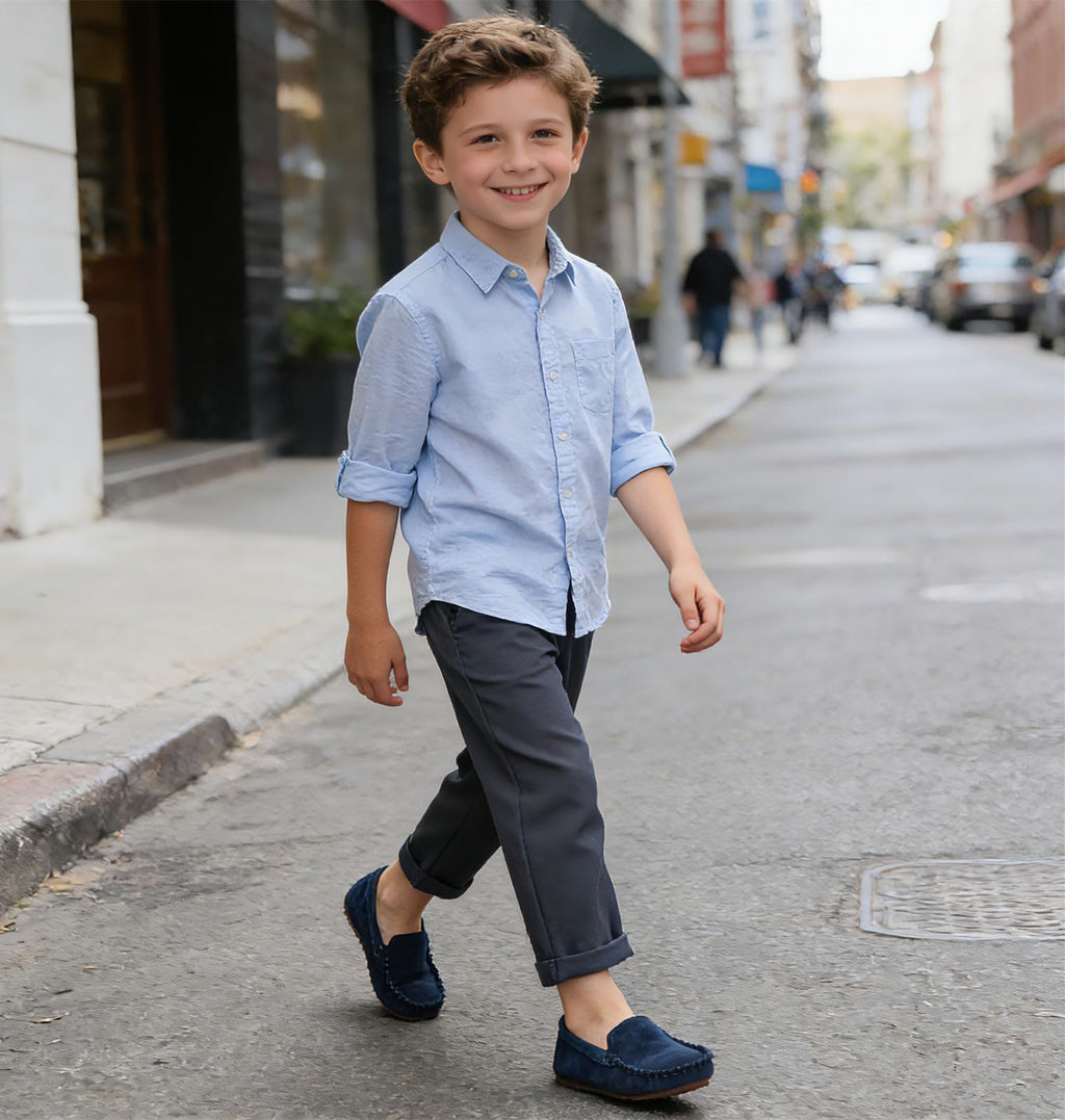 DADAWEN Toddler Little Kid Boys Girls Soft Suede Leather Slip On Flat Boat Dress Shoes Wedding Church Oxford Shoes Loafers