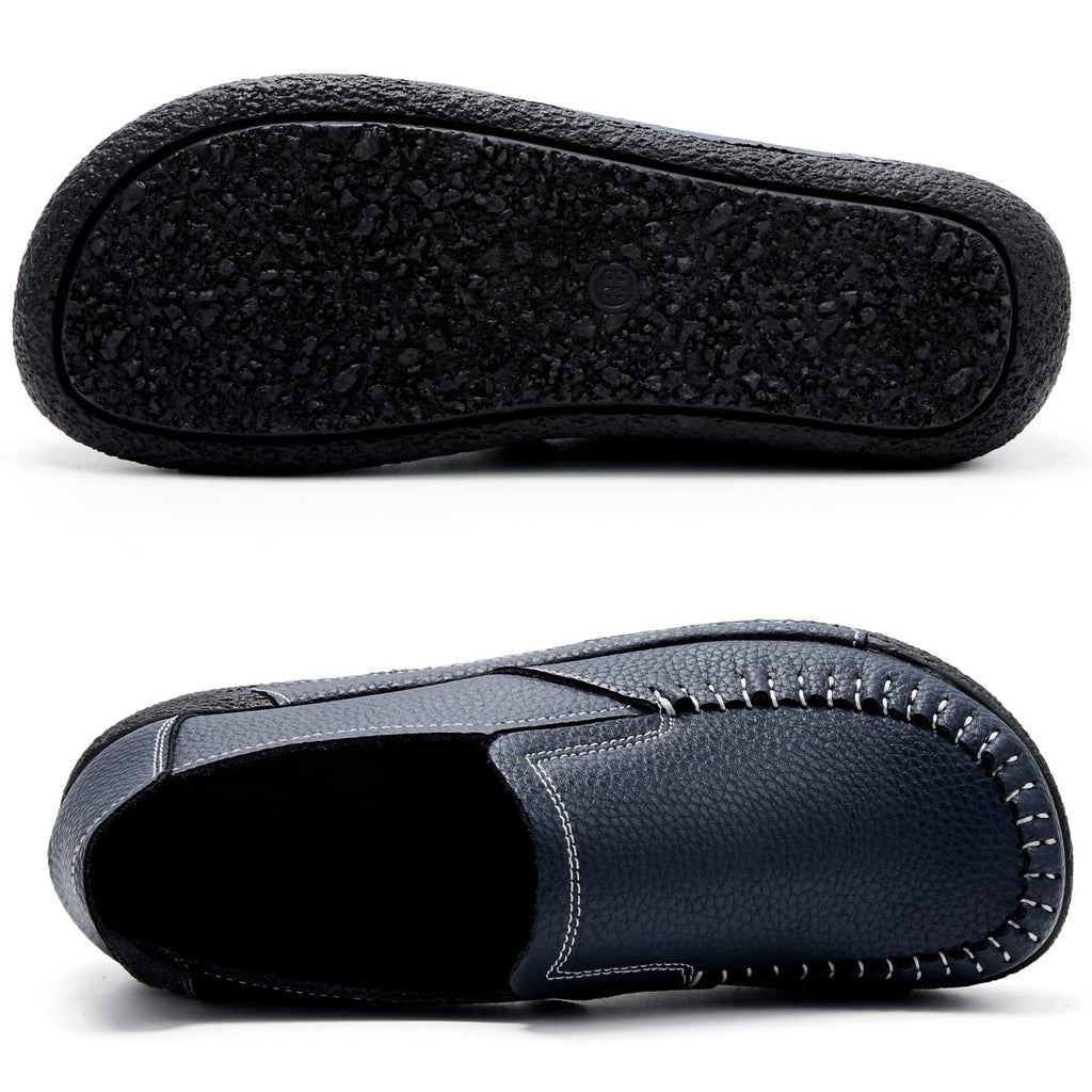 UZB Women's Slip On Loafer Leather Comfort Casual Platform Shoes