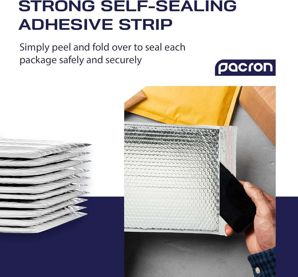 200-Pack Insulated Silver Thermal Bubble Mailers 6 x 7 - Waterproof Metallic Foil Self-Sealing Padded Envelopes for Cold Shipping, Perishables, Food, Cosmetics, Pharmaceuticals