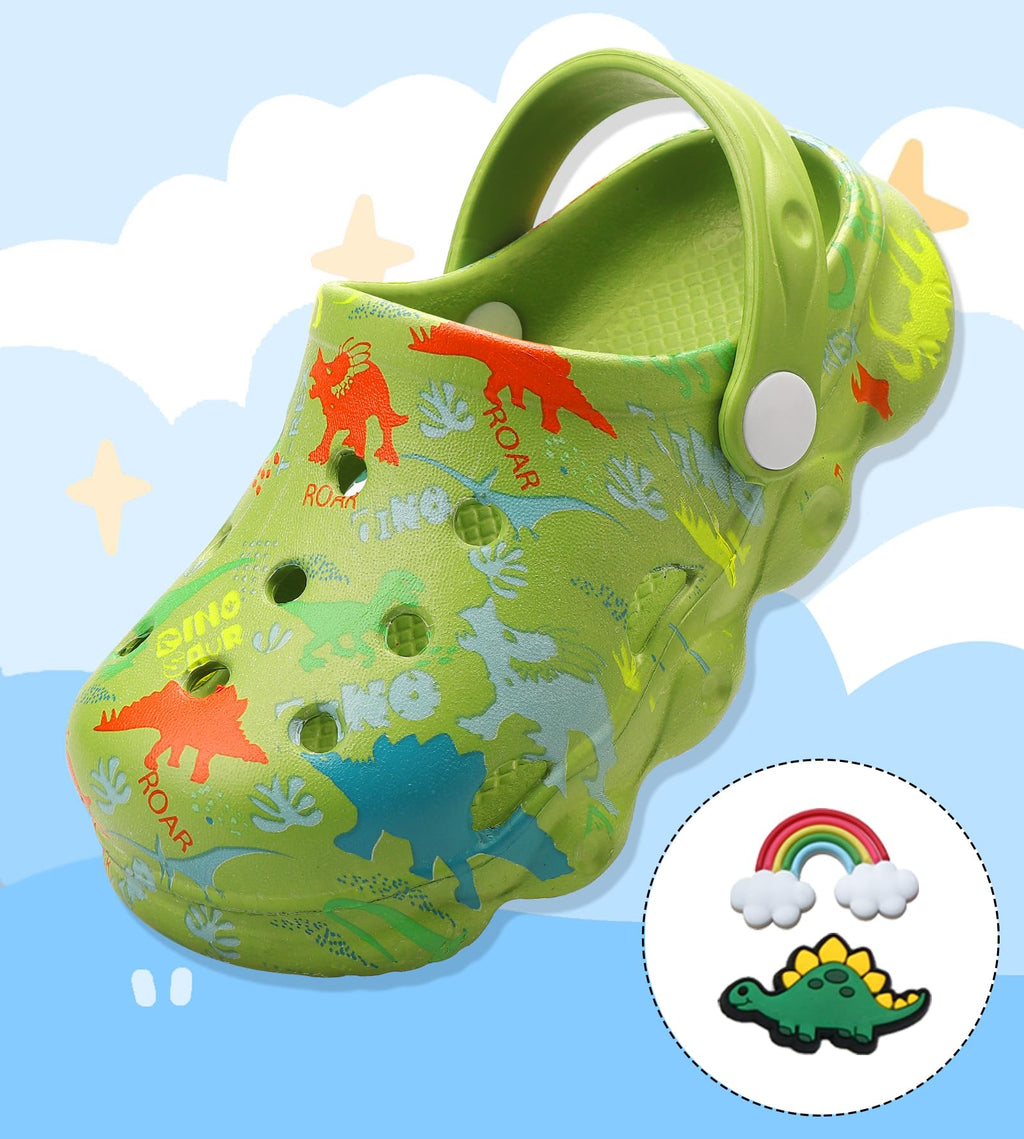 OWIF Toddler Clogs Boys Girls Kids Dinosaur Garden Shoes Slip on Sandals Slides Water Summer Shoes for Outdoor Beach Pool