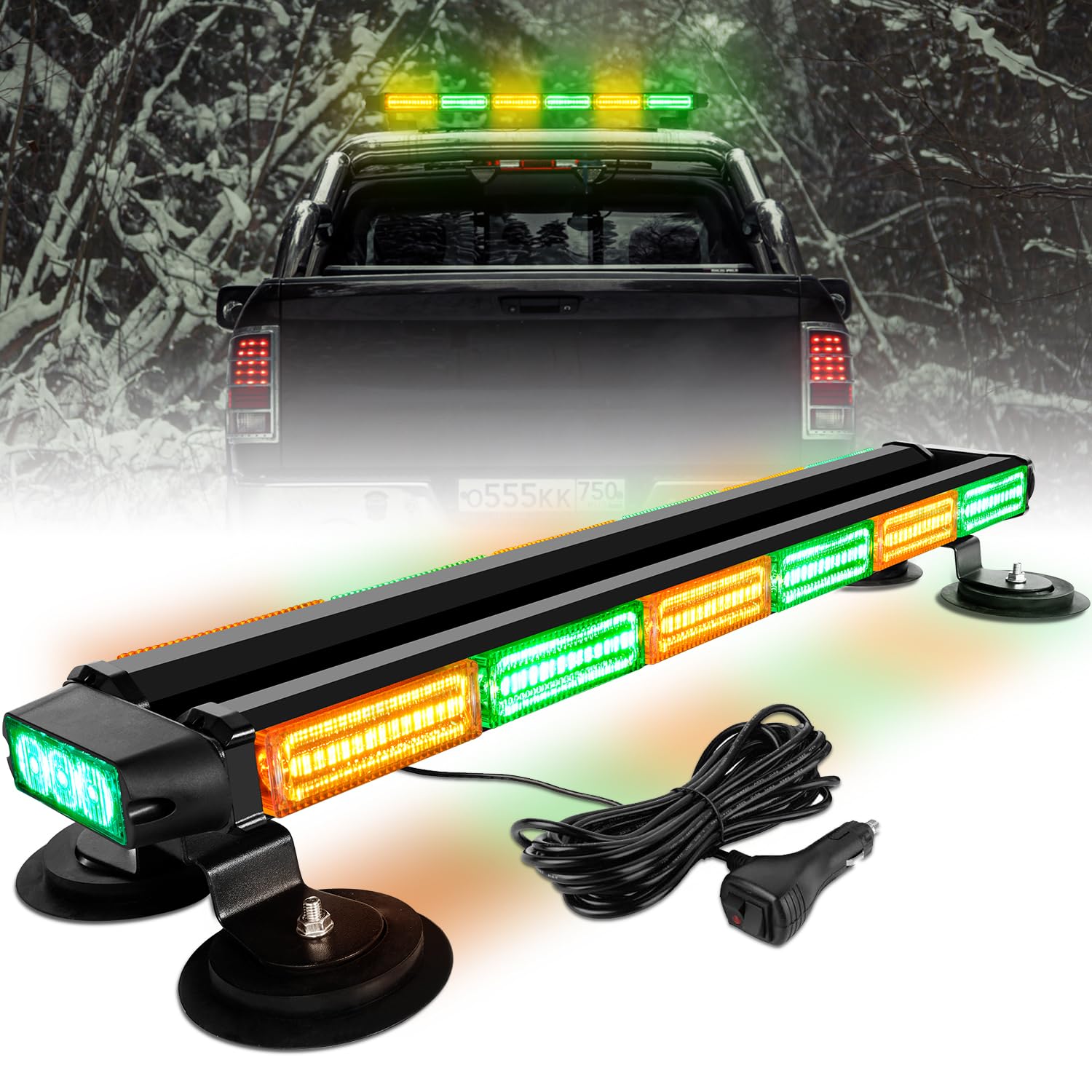 ASPL 26inch 126 LED Rooftop Emergency Strobe Lights Bar Double Side Flashing Safety Warning Traffic Advisor Light Bar Hazard Snow Plow Light for Work Trucks Vehicles Construction Tow Pickup(Amber)