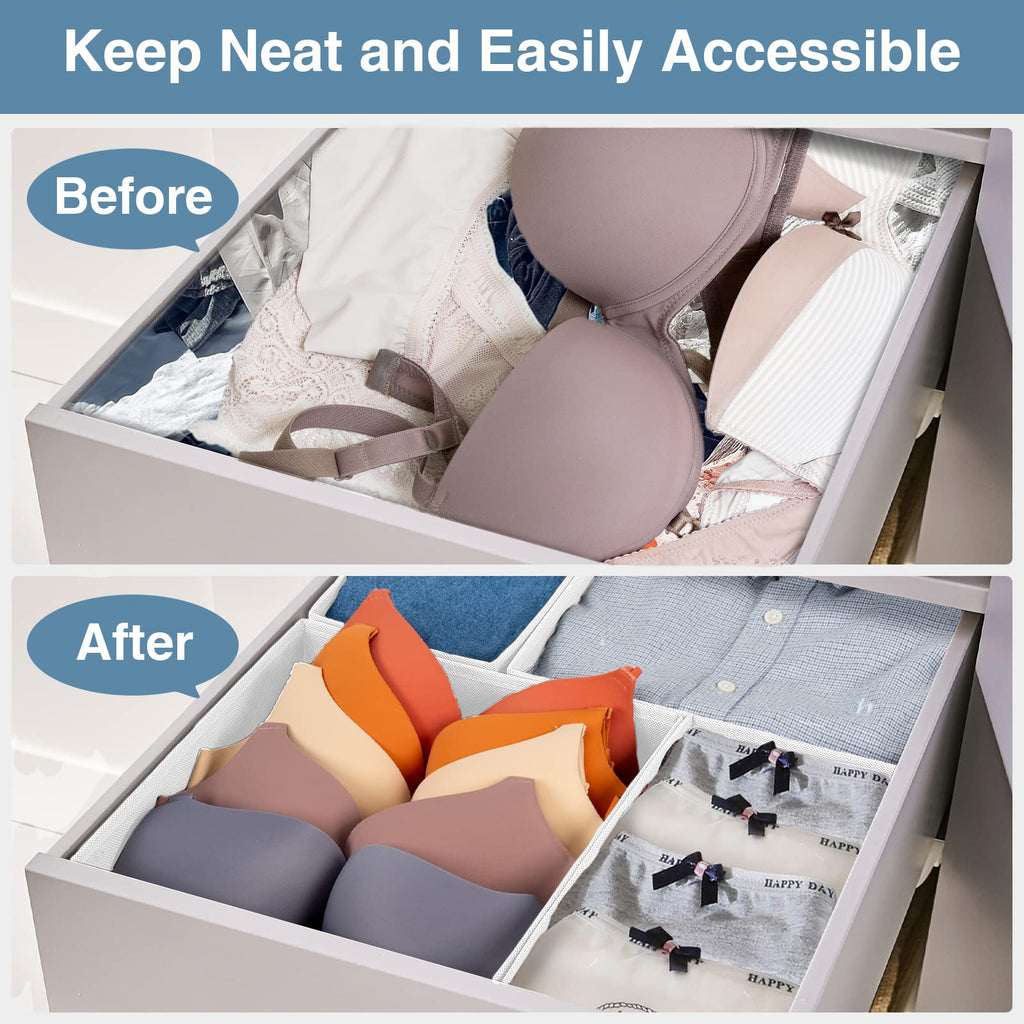 Criusia Drawer Organizer Clothes, 8 Pack Underwear Drawer Organizer, Foldable Cloth Storage Box Closet Organizers and Storage for Clothes, Socks, Scarves, Ties (Beige)