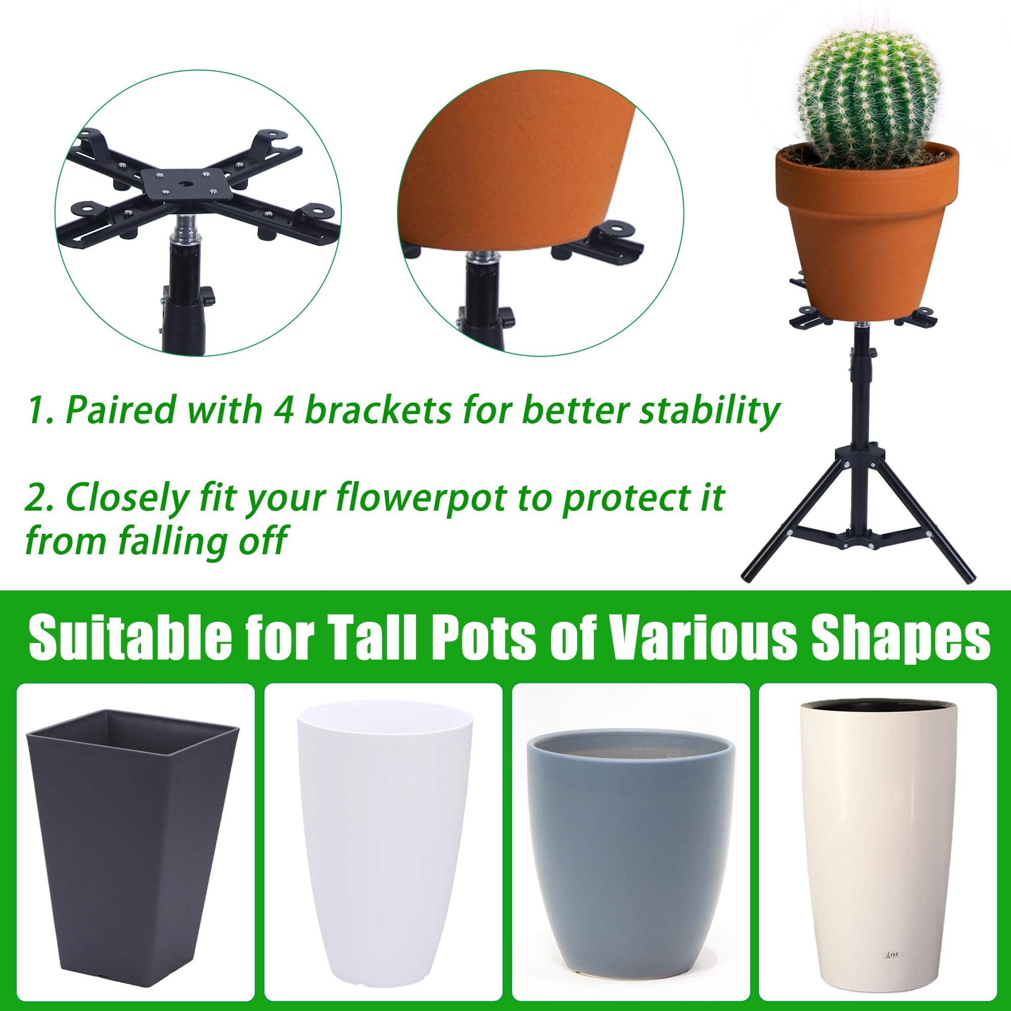 Adjustable Plant Risers for Inside Pots, 11-20" Rise Planter Insert Filler for Large Pots, Plant Lift Inserts Pot Risers for Indoor Outdoor Tall Taper Planter Container (6" 8" 10" Base Top, Set of 1)