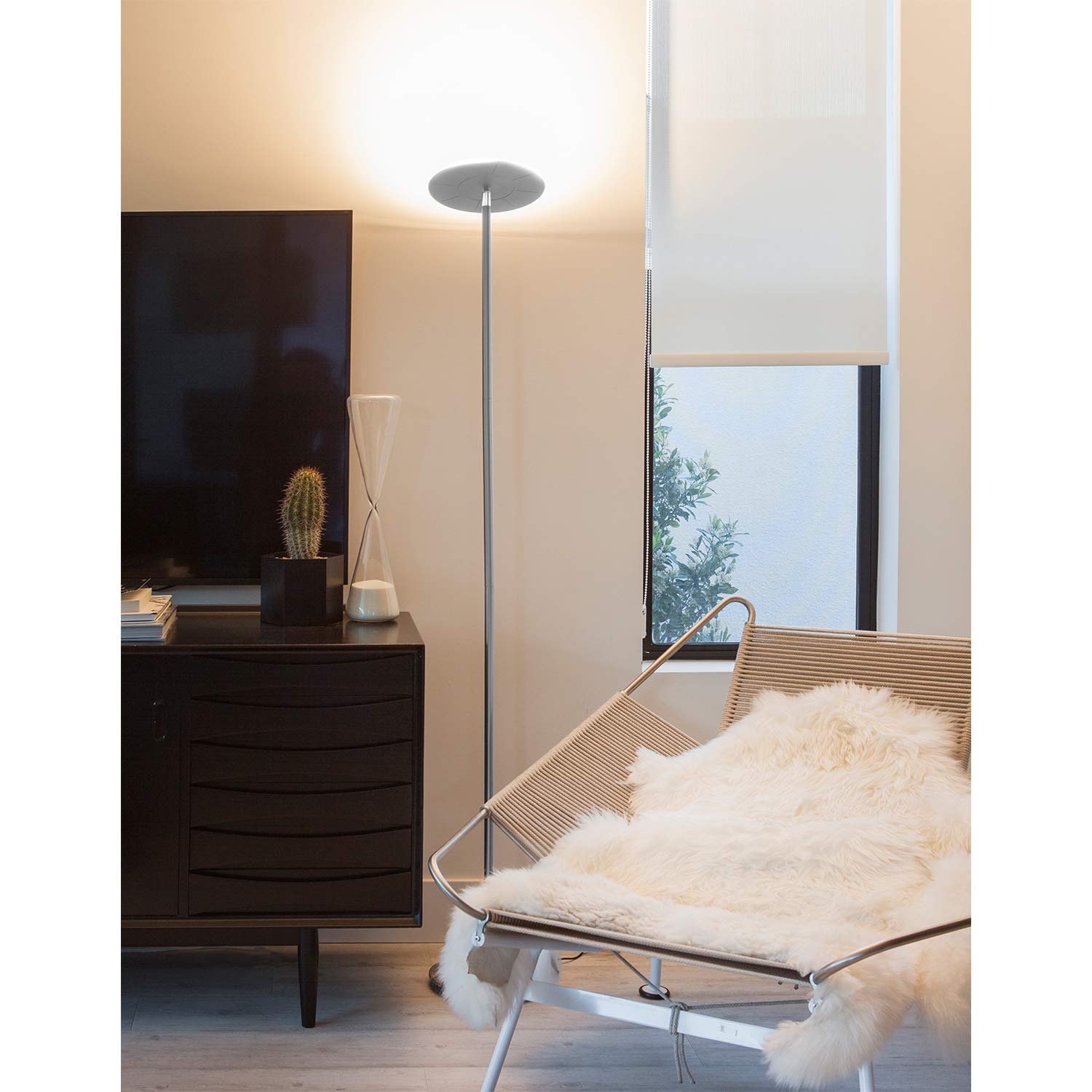 Brightech Sky LED Floor lamp, Torchiere Super Bright Floor Lamp for Living Room Decor & Office - Dimmable, Tall Standing Lamp with Warm Light for Bedroom & Reading - Bronze