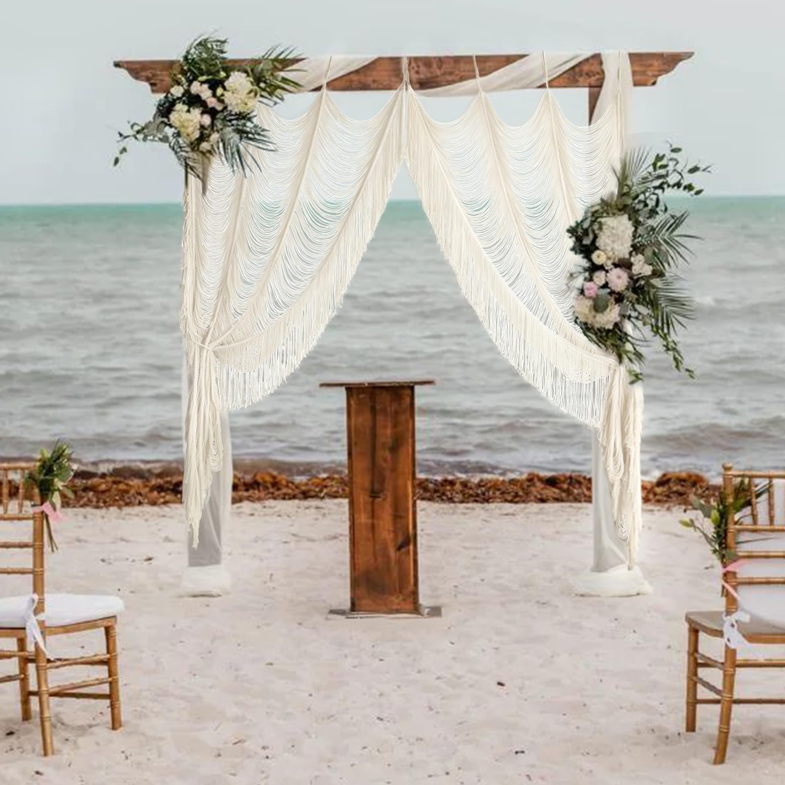 Flber Macrame Curtain Window Macrame Room Divider Doorway Curtain Boho Macrame Wall Hanging Living Room Bedroom Decor 42" W x 75" H