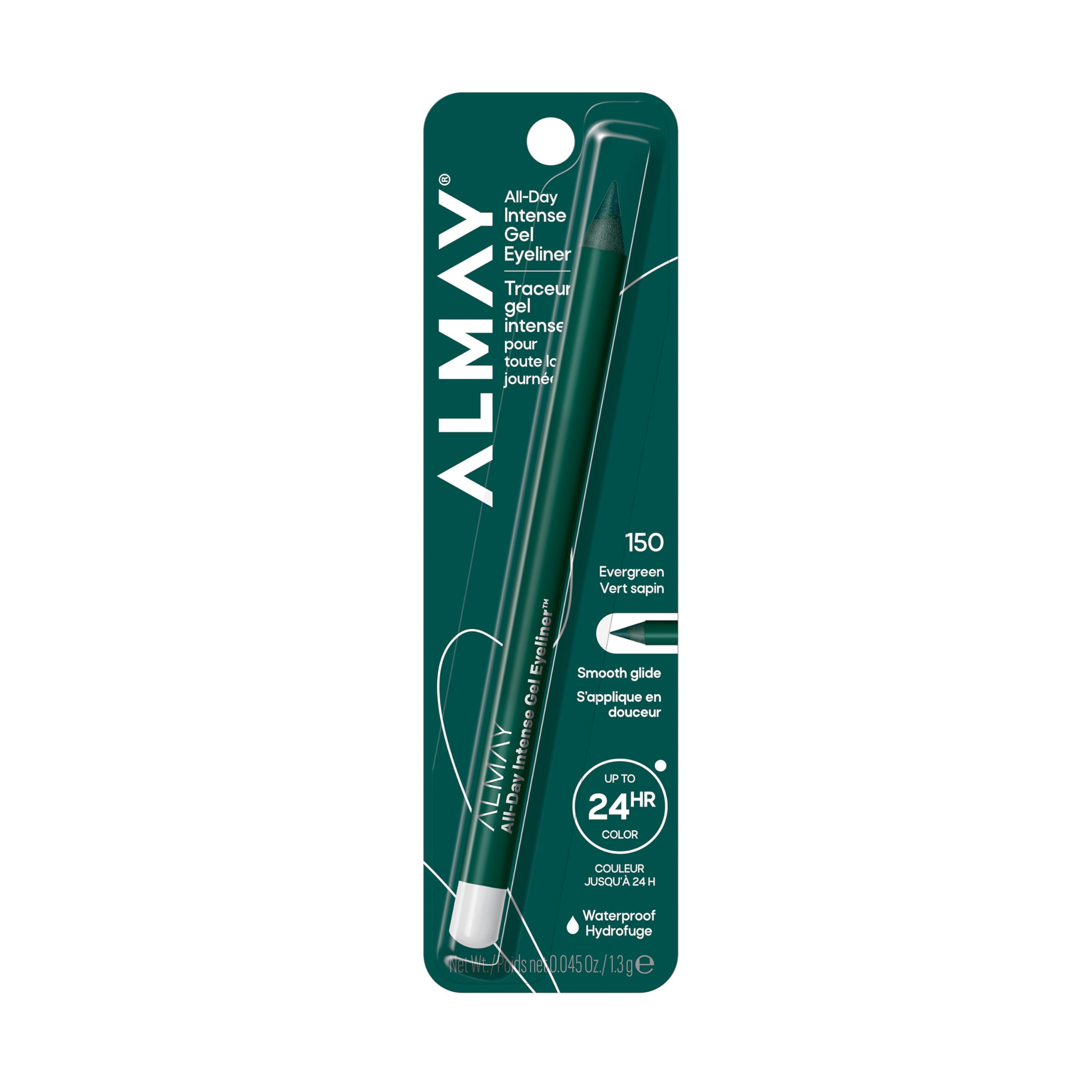 Almay All-Day Intense Gel Eyeliner Bold Longwear Eye Makeup, Hypoallergenic, 100 All-Day Grey, 0.045 oz