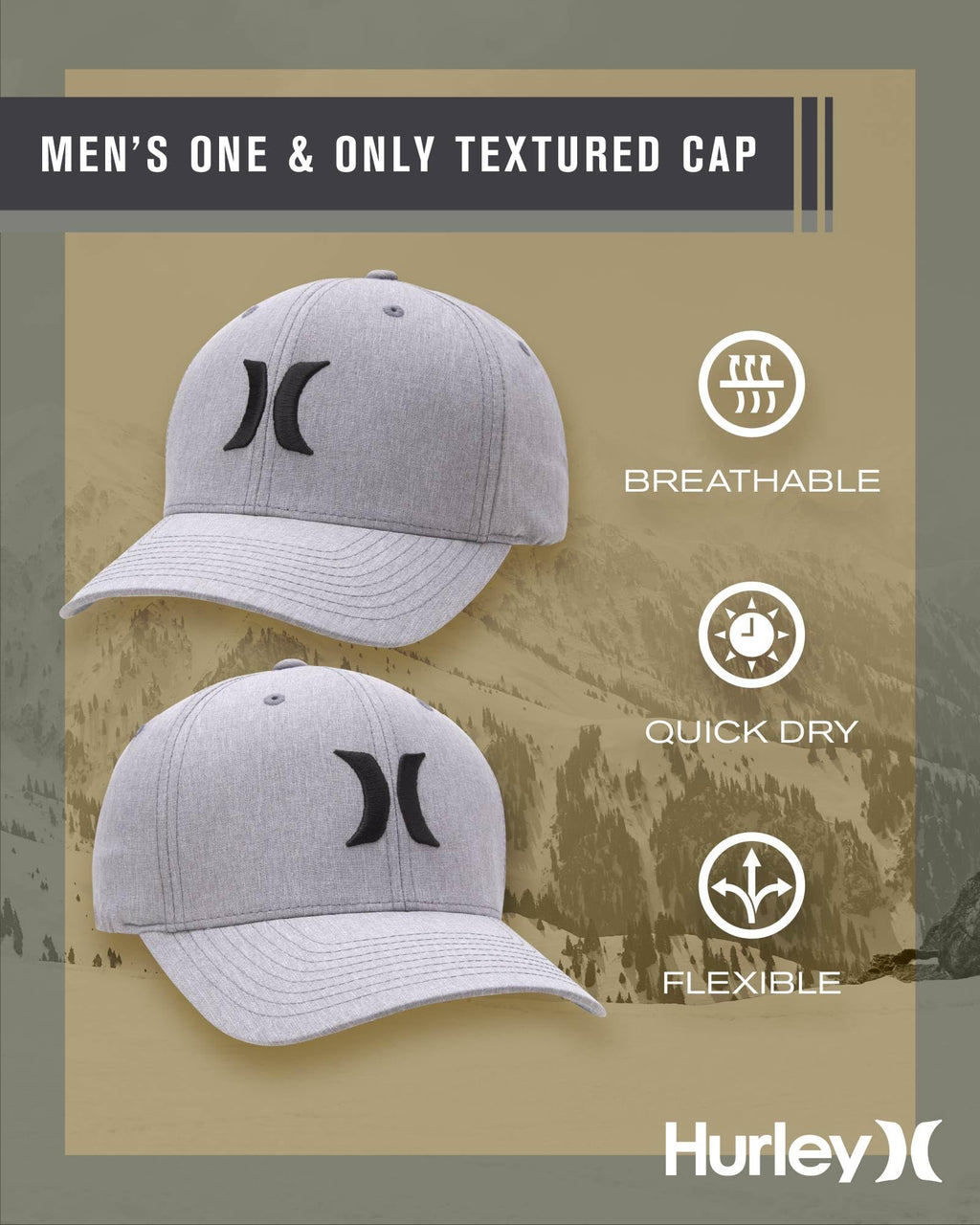 Hurley Men's Caps - One & Only Flexfit Baseball Cap - Fitted Hats for Men (S-XL)