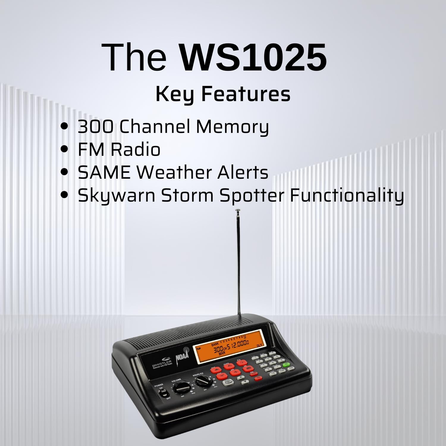 Whistler WS1025 Analog Desktop Scanner – Programmable Police/Fire/Weather Radio with 200 Channels and Backlit LCD Display – Easy-to-Use Base Unit – Black