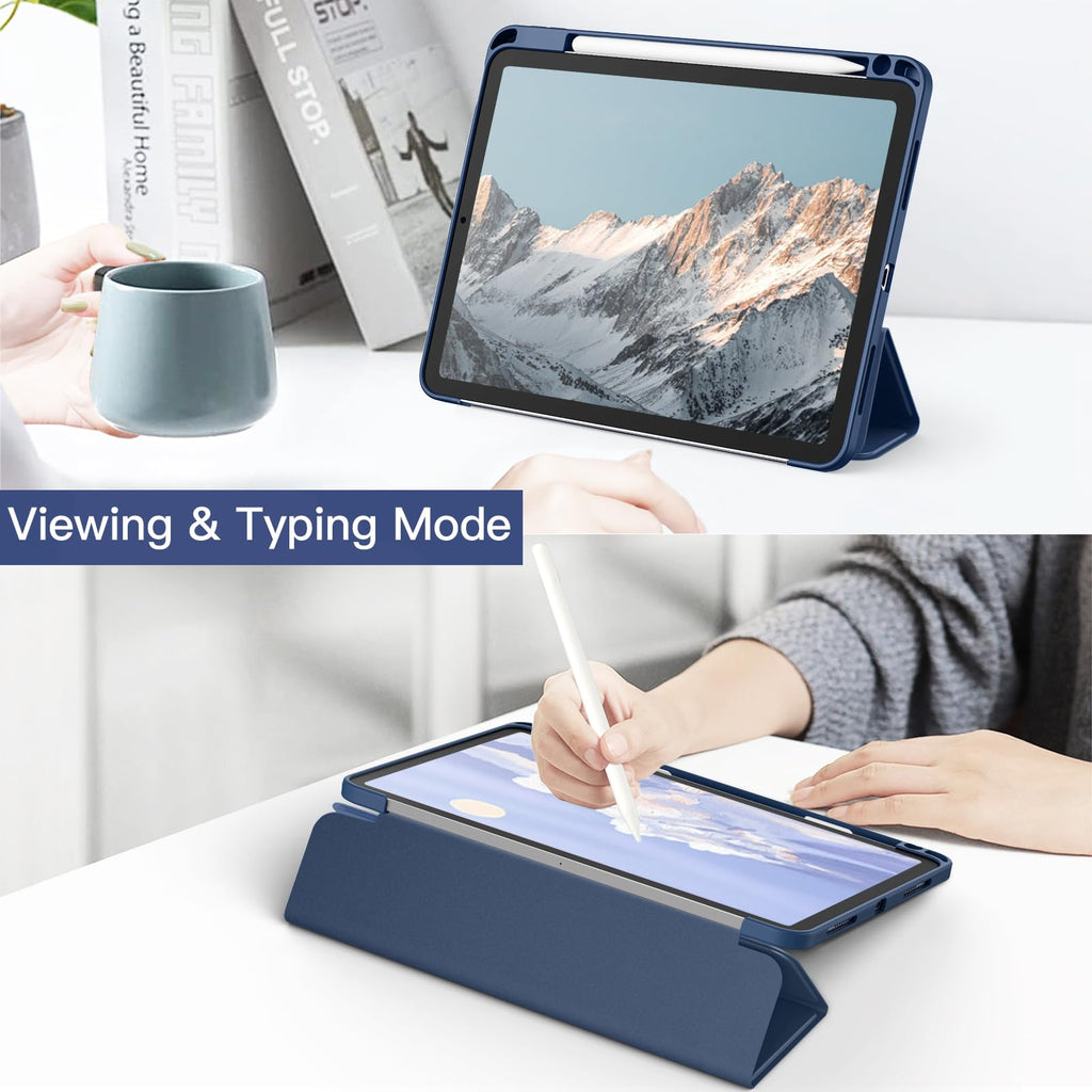 JETech Case ONLY for iPad Pro 11 Inch (2022/2021/2020/2018) with Pencil Holder, Clear Transparent Back Shell Slim Stand Shockproof Tablet Cover, Auto Wake/Sleep (Black)