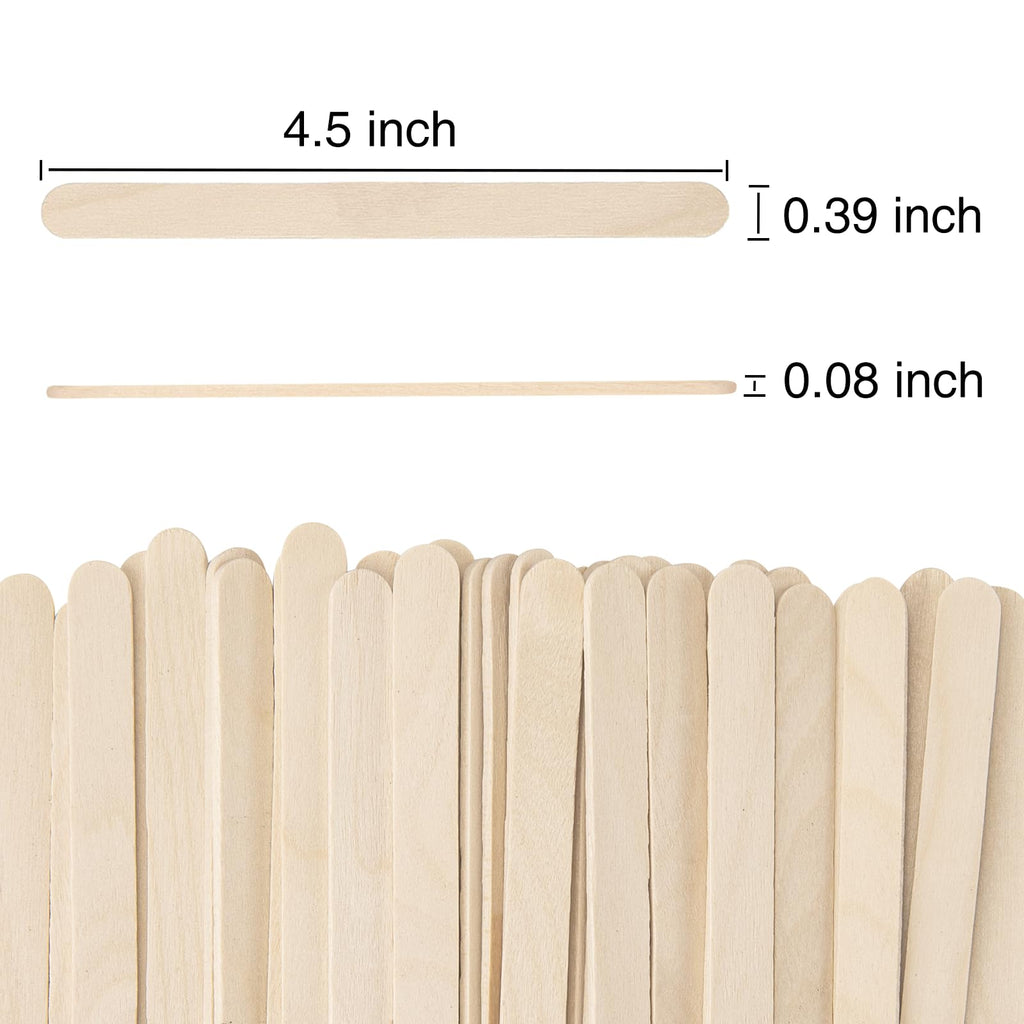 WISYOK 240 Pcs Natural Wood Craft Sticks, Popsicle Sticks, Lolly Sticks for Crafts 4.5 Inch, Ideal for Homeschool Arts and Crafts, Waxing Supplies, Classroom Art Supplies