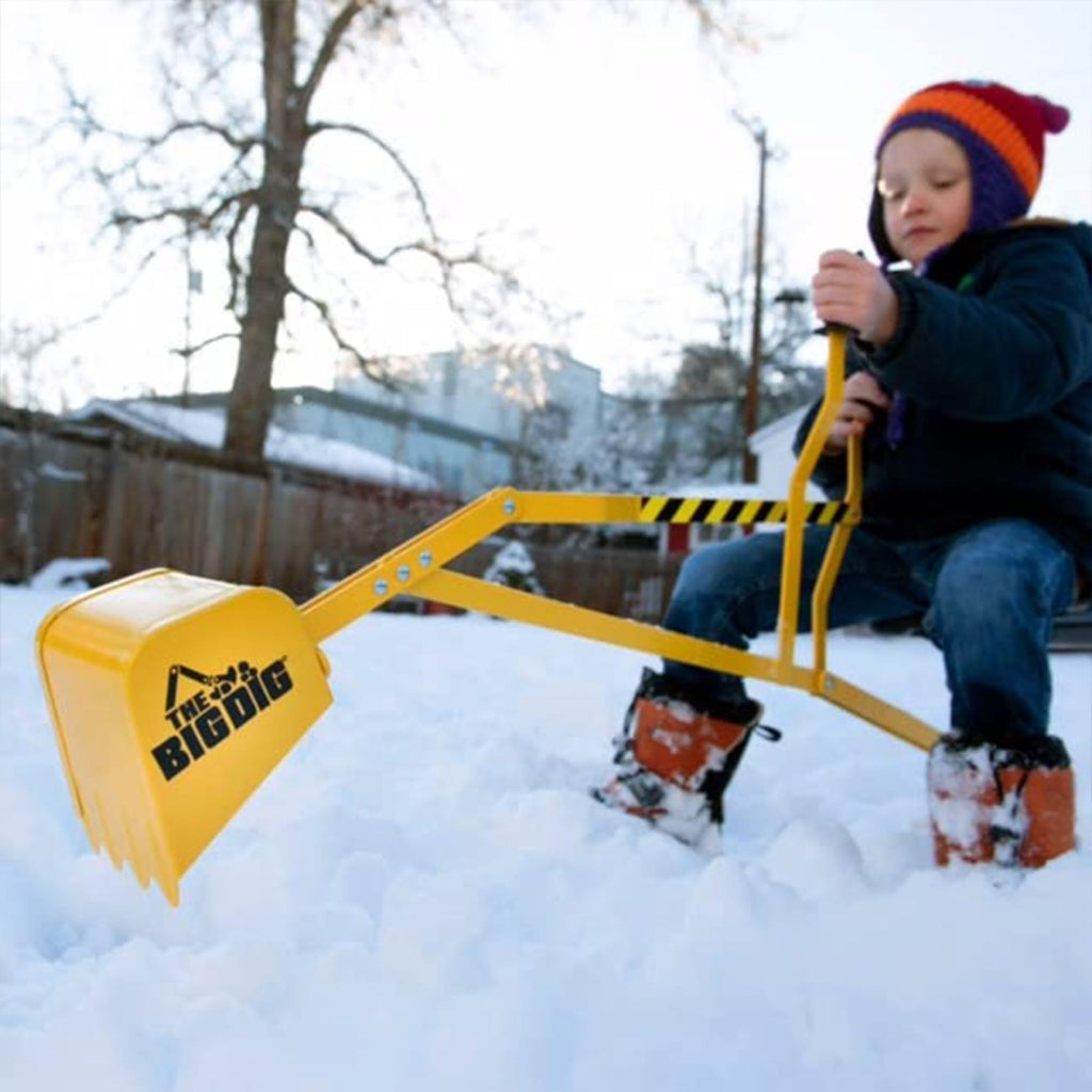 Big Dig Toy Excavator Ride, Sand Digger w/ 360 Rotation Base for Kids Ages 3 & Up, Yellow - Outdoor Playground and Beach Construction Riding Toys for Children